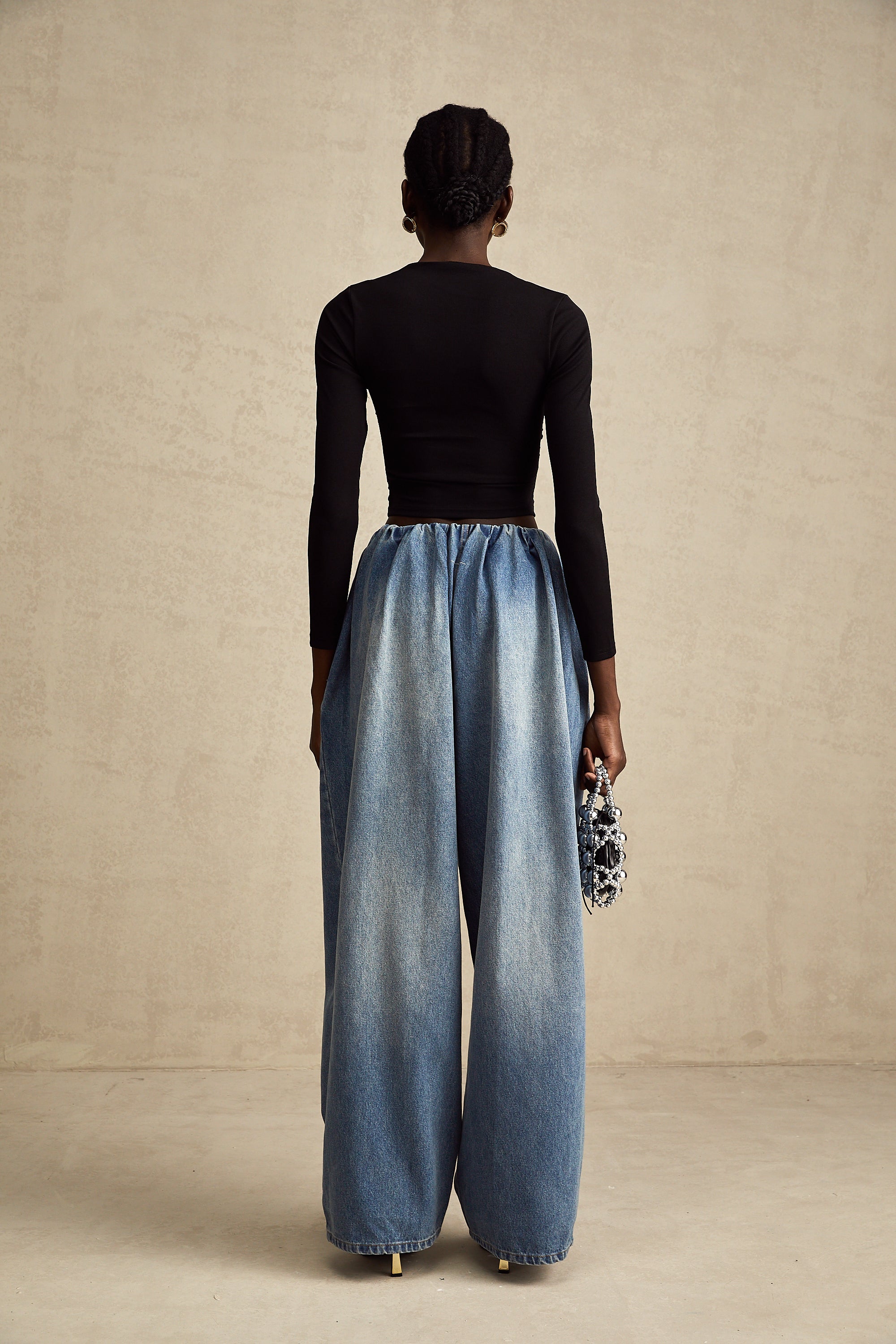 Eulalie Mavi Pilili Alçak Denim Pantolon