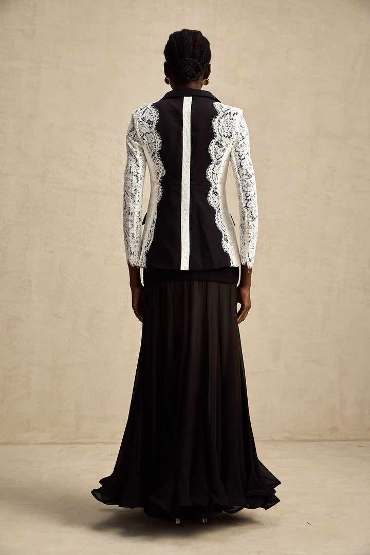 Sandrine Renk Bloklu, Dantel Detaylı Blazer