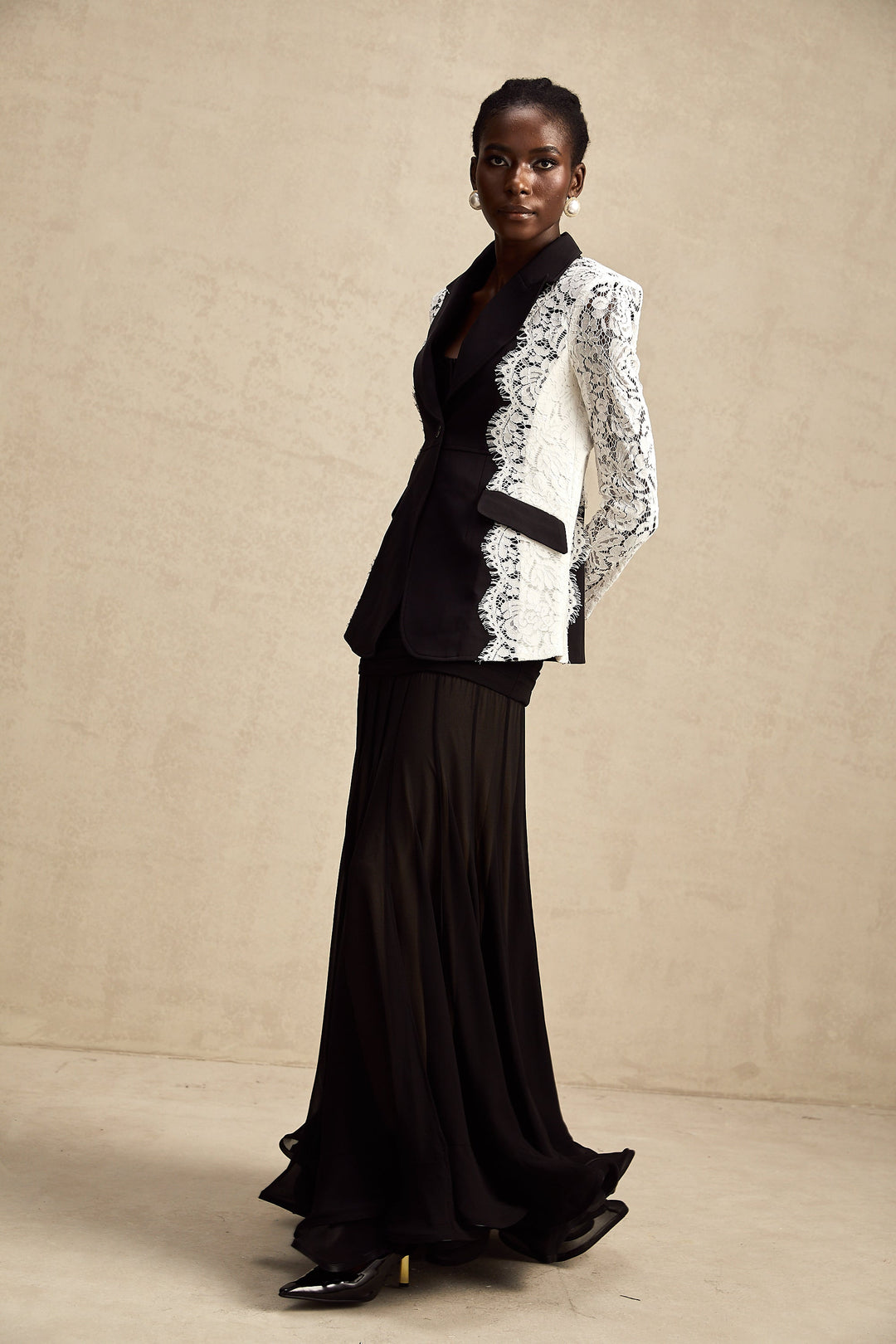 Sandrine Renk Bloklu, Dantel Detaylı Blazer