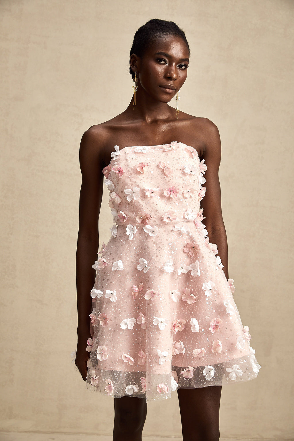 Lilou 3 Boyutlu Petal Kabarık Mini Elbise