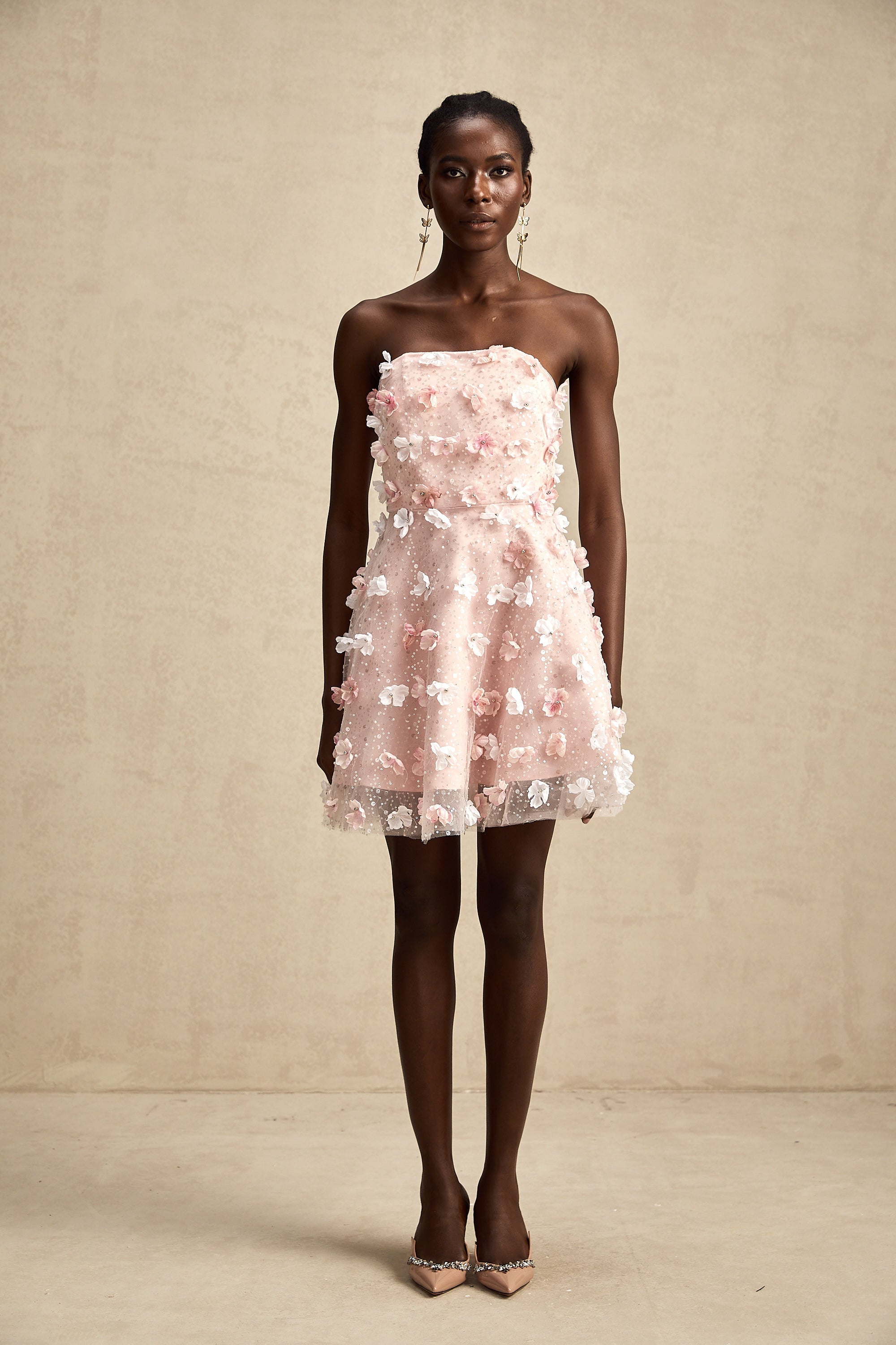 Lilou 3 Boyutlu Petal Kabarık Mini Elbise