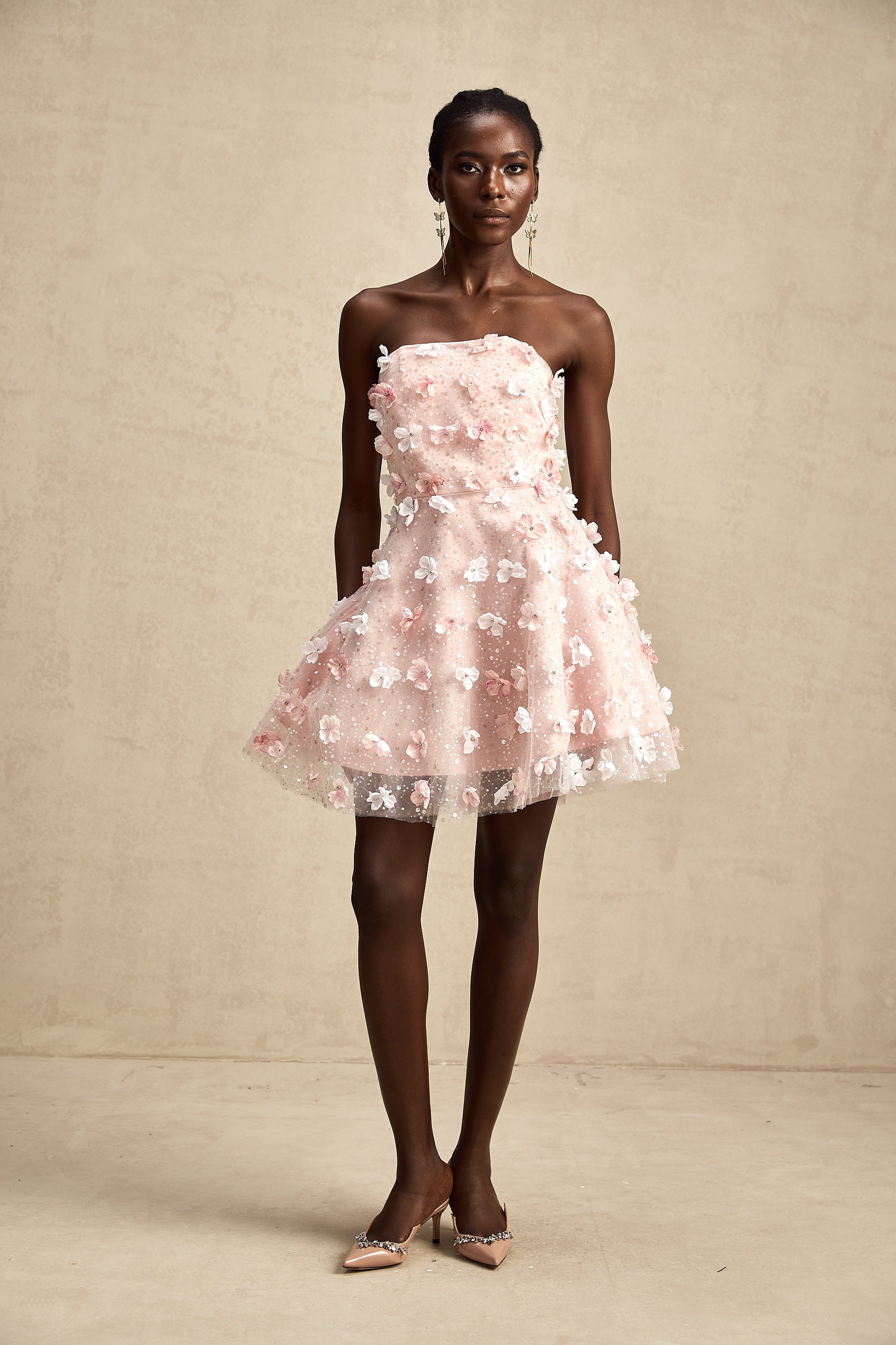 Lilou 3 Boyutlu Petal Kabarık Mini Elbise