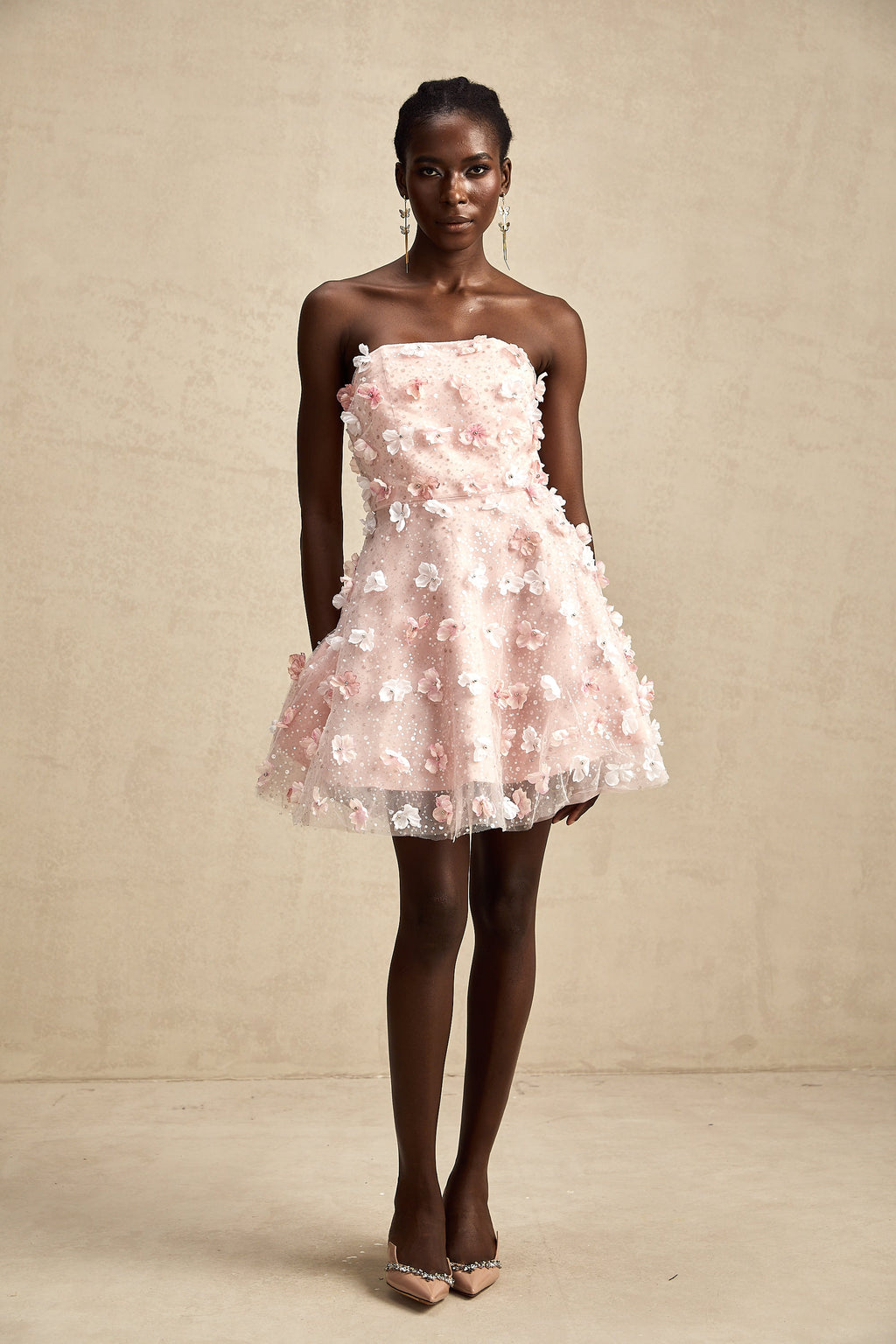 Lilou 3 Boyutlu Petal Kabarık Mini Elbise