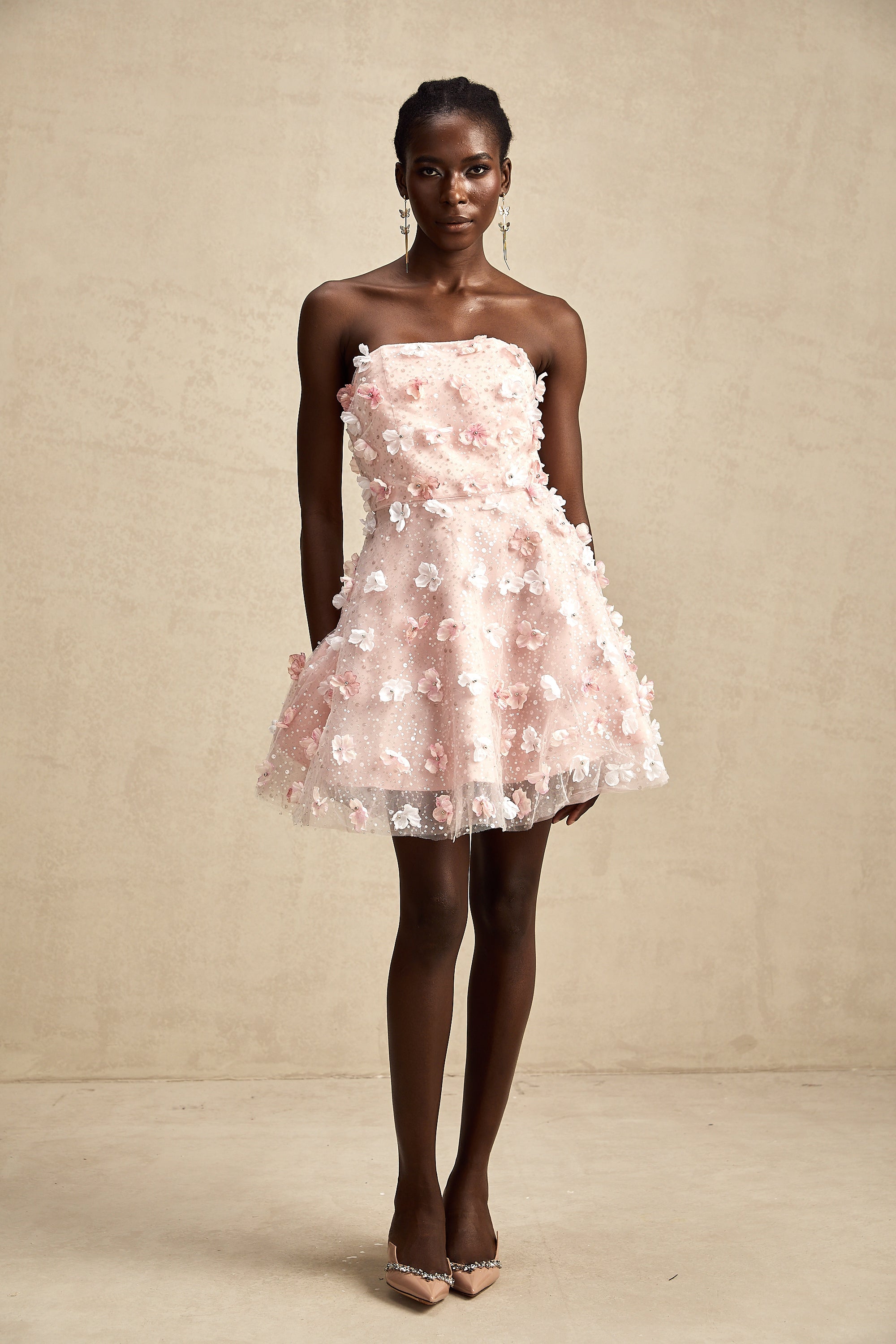 Lilou 3 Boyutlu Petal Kabarık Mini Elbise