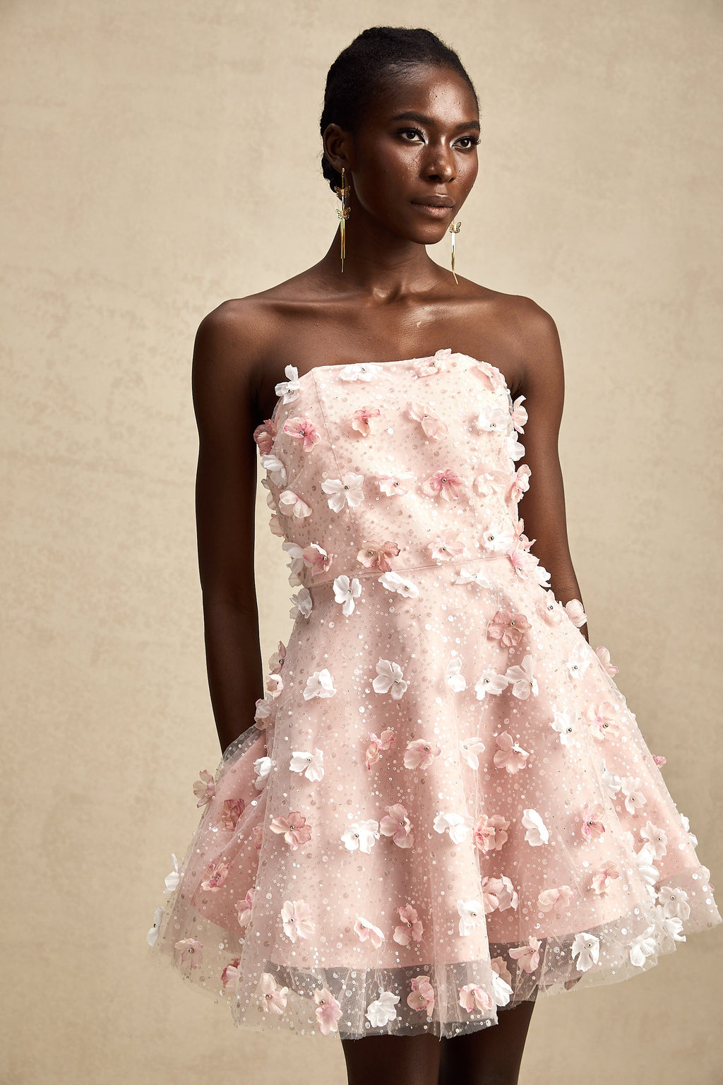 Lilou 3 Boyutlu Petal Kabarık Mini Elbise