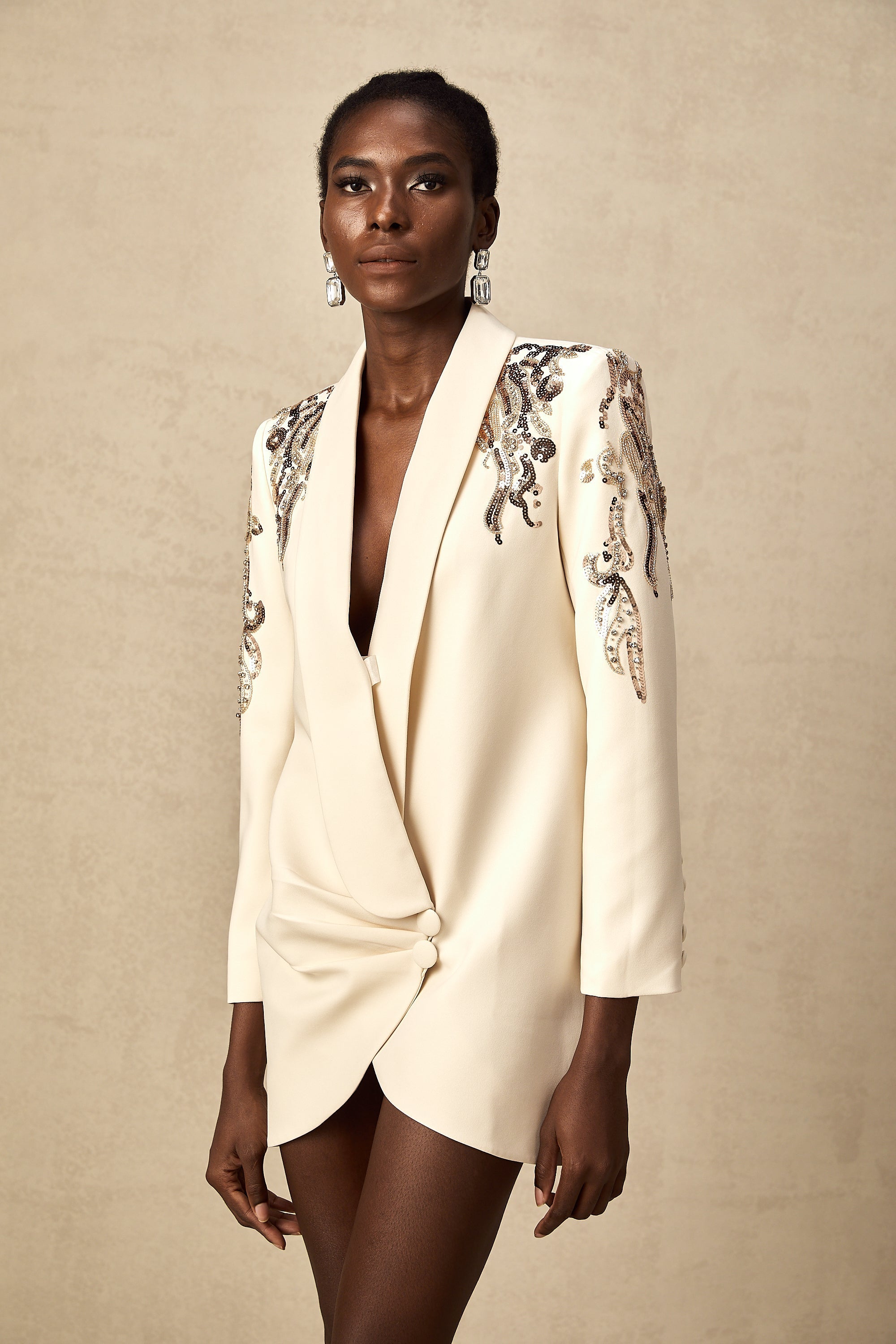 Éléna İşlemeli Pullu Blazer Elbise