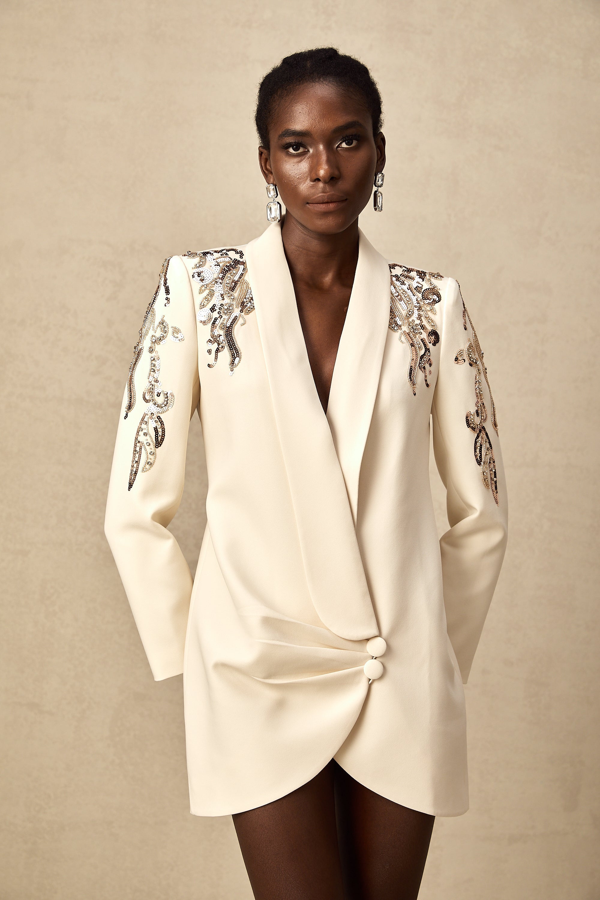 Éléna İşlemeli Pullu Blazer Elbise