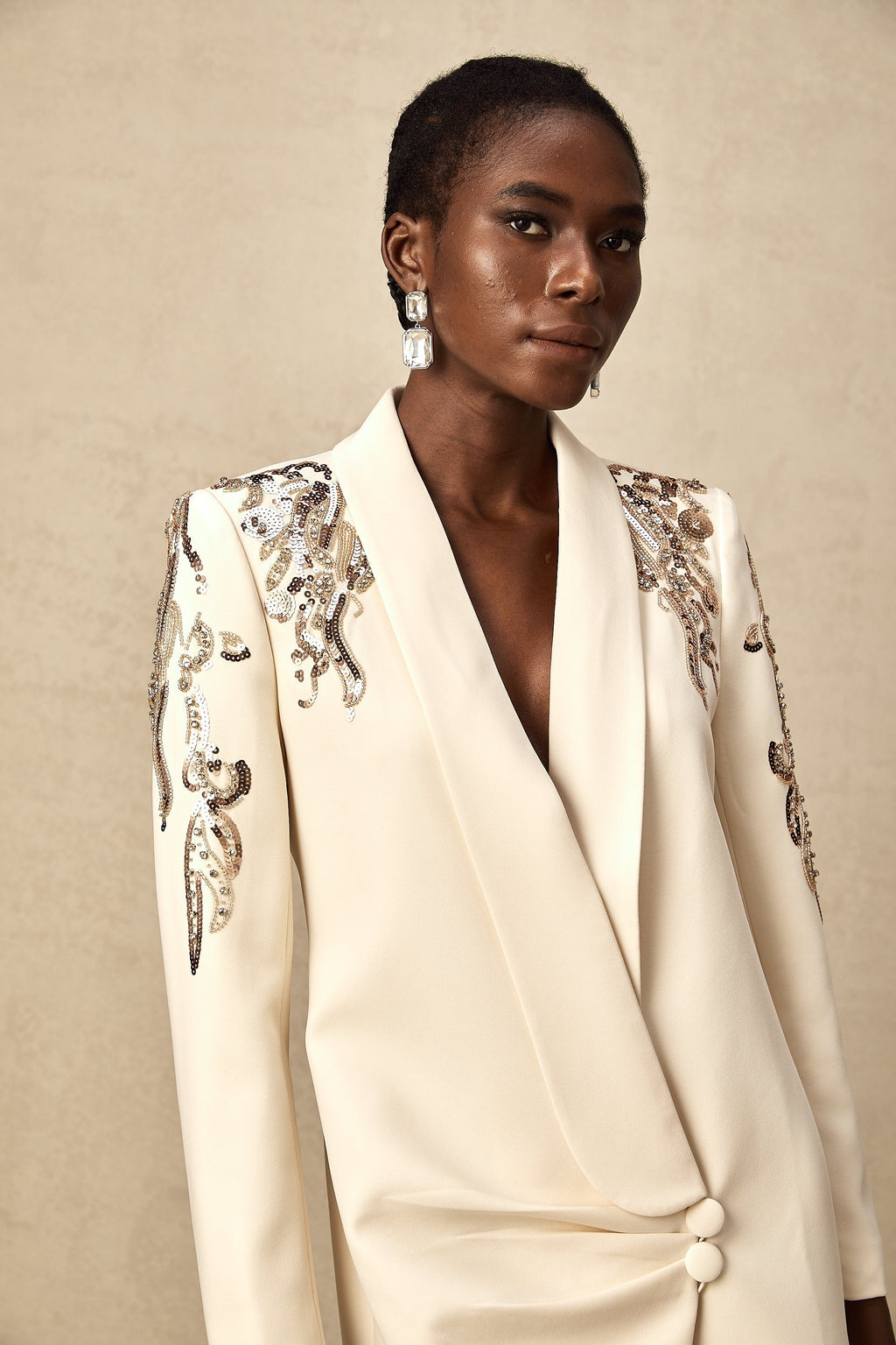 Éléna İşlemeli Pullu Blazer Elbise