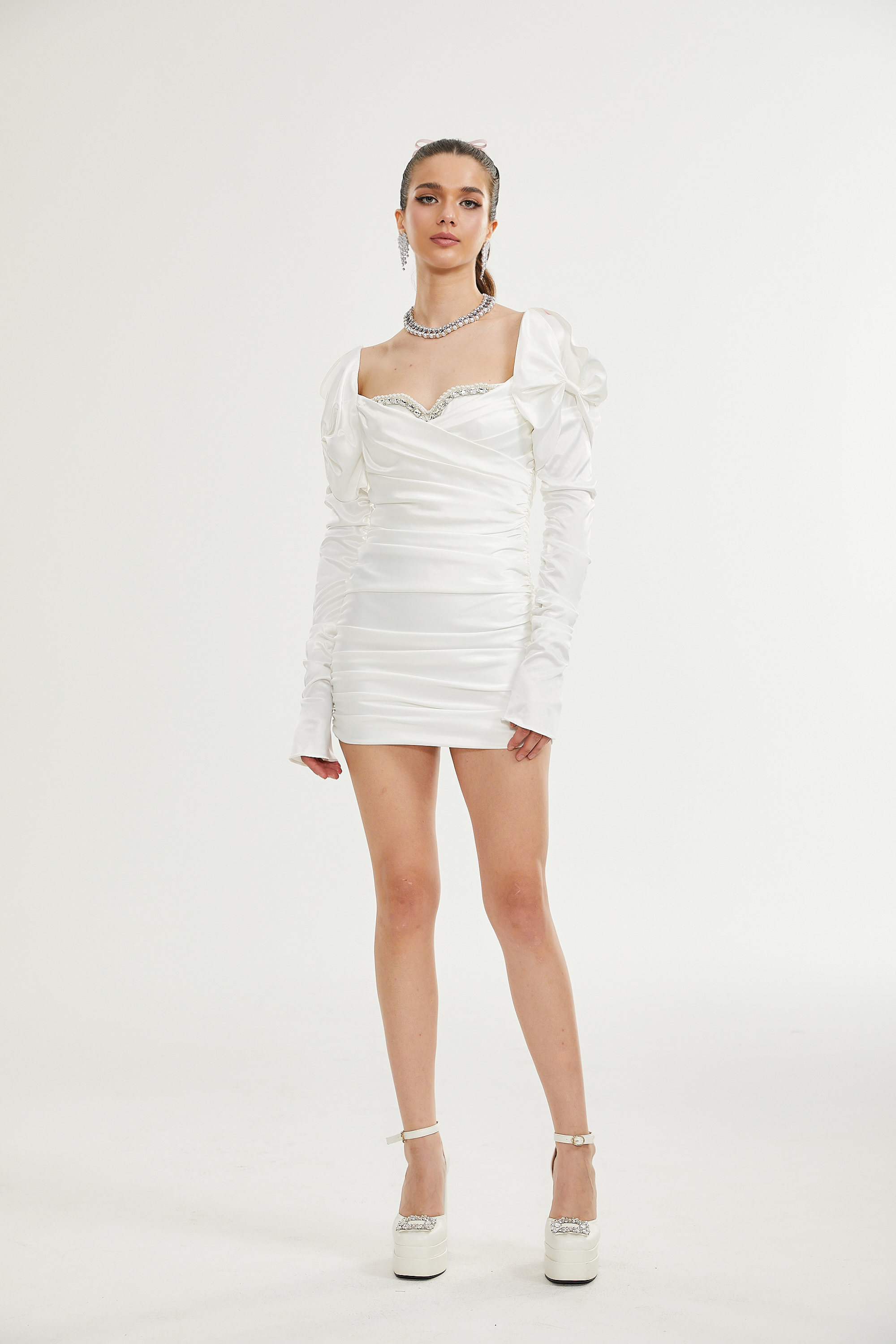 Avalon Kristal Dantelli Mini Elbise