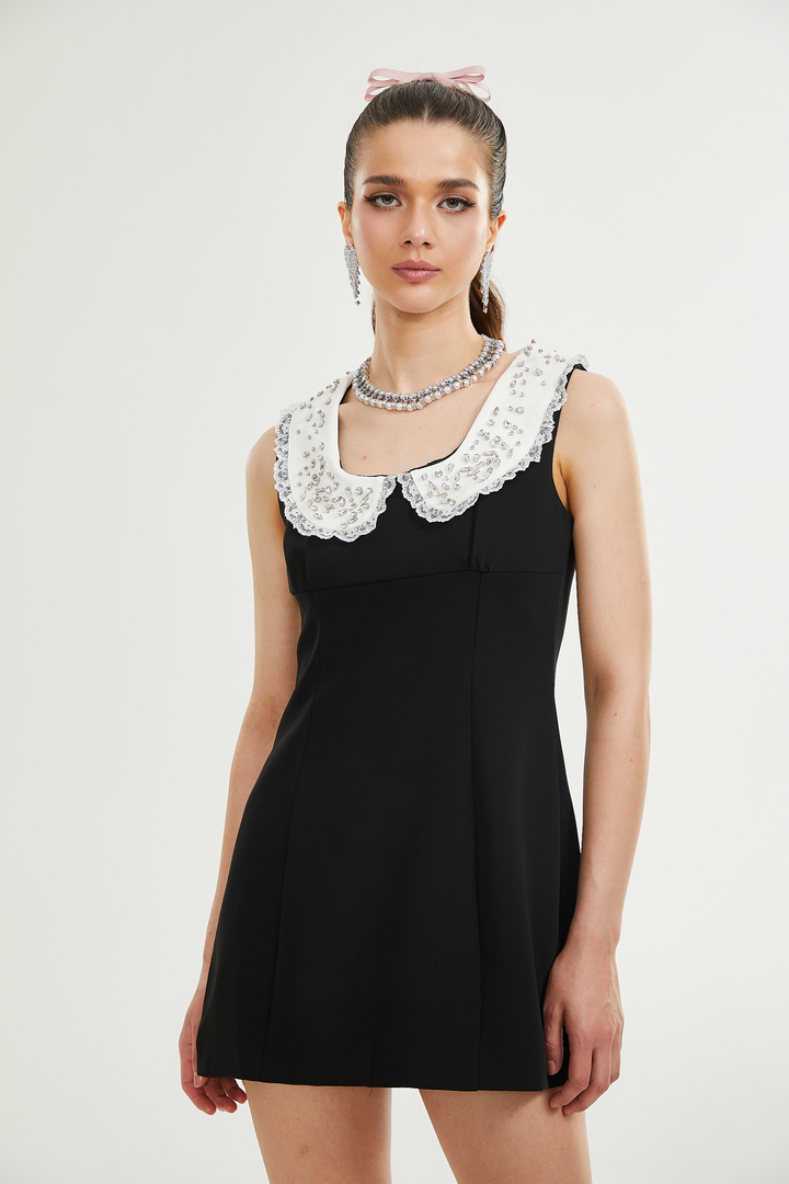 Delilah Kristal İşlemeli Mini Elbise