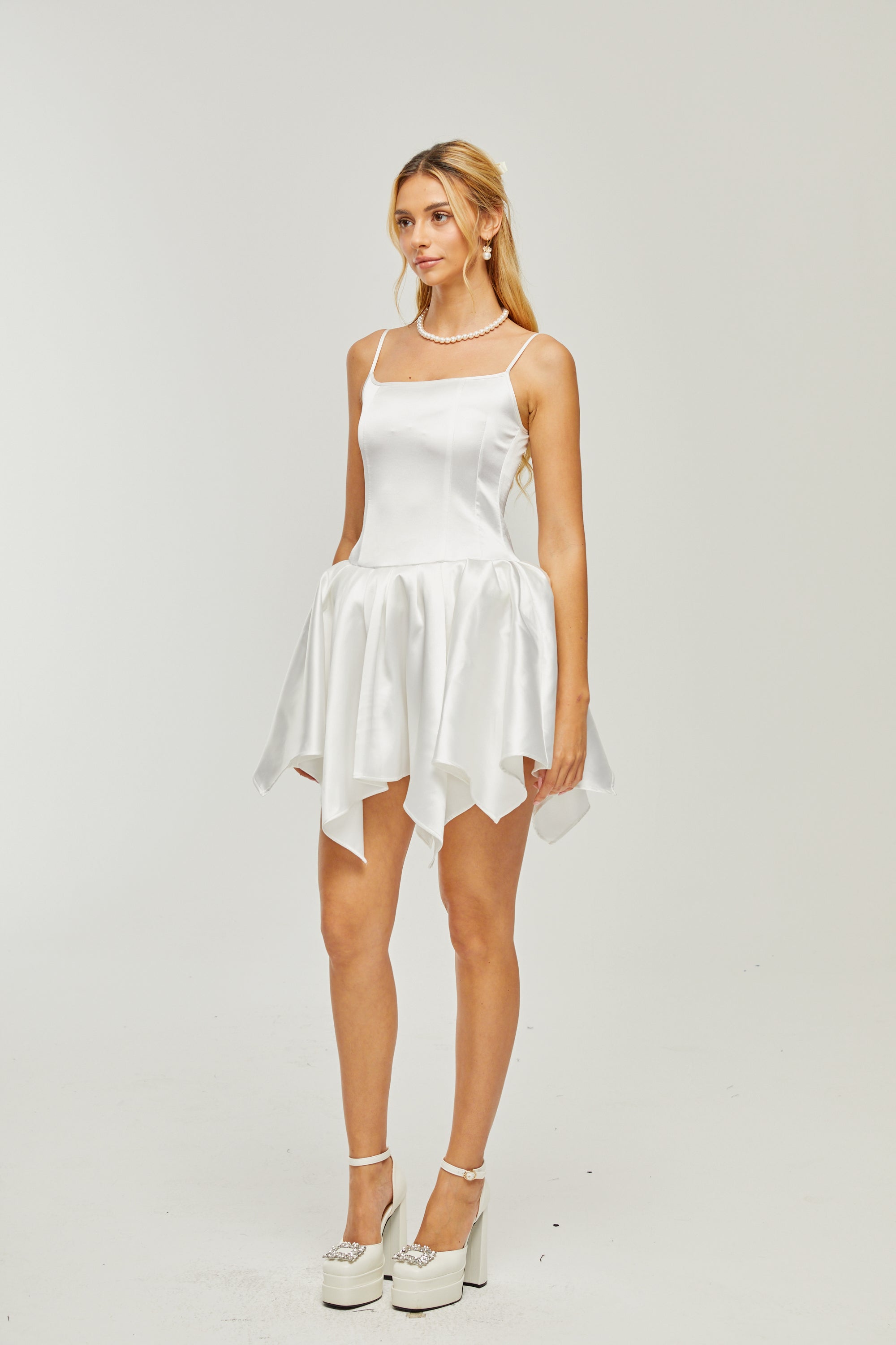 Lanetta Asimetrik Saten Mini Elbise