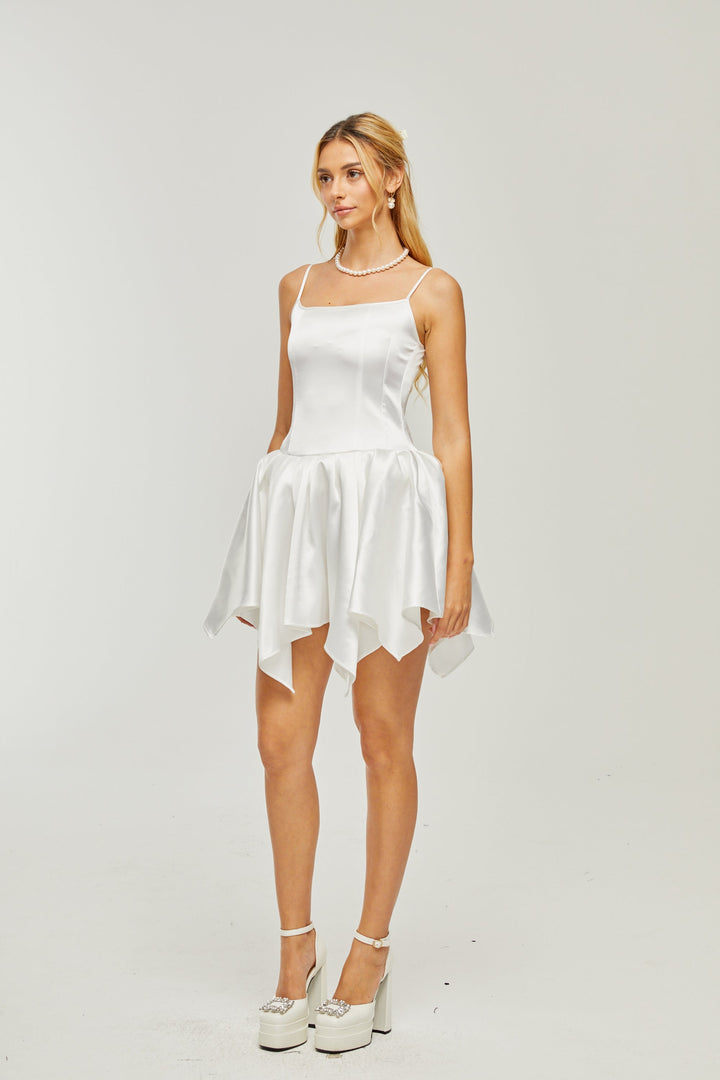 Lanetta Asimetrik Saten Mini Elbise