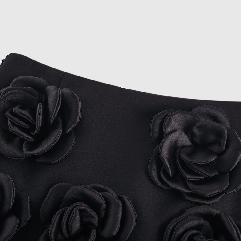 Nalini Siyah Suni Çiçek Mini Etek