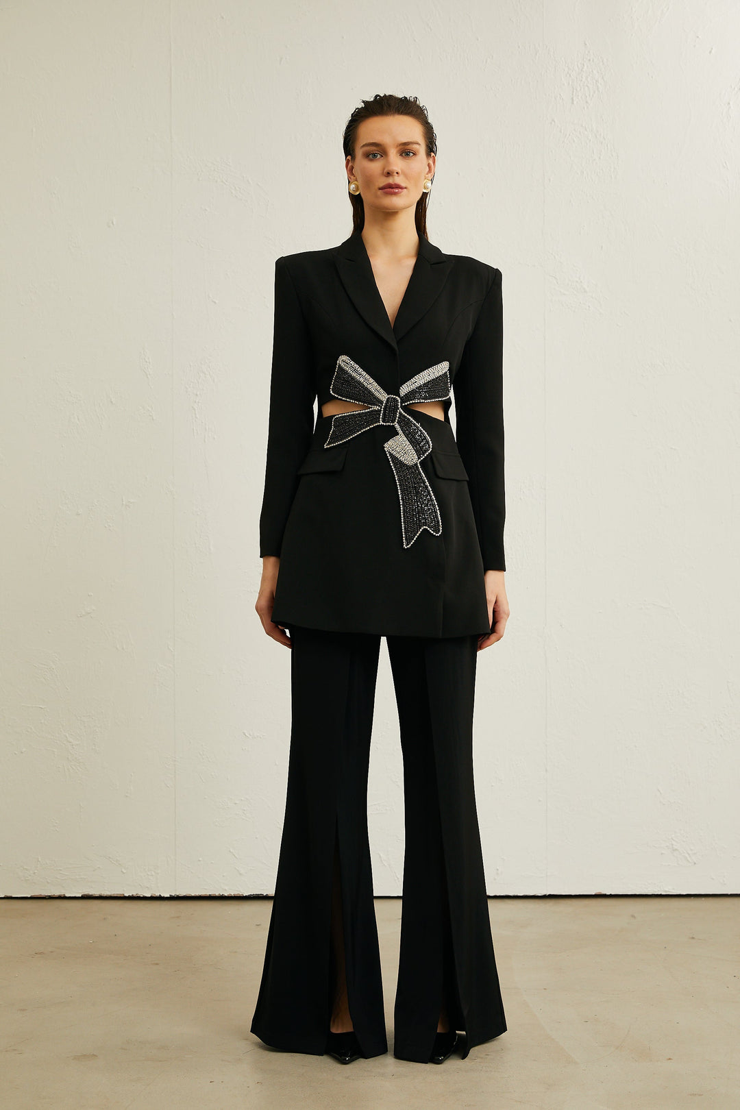 Justine Siyah İlmek Kesimli Blazer