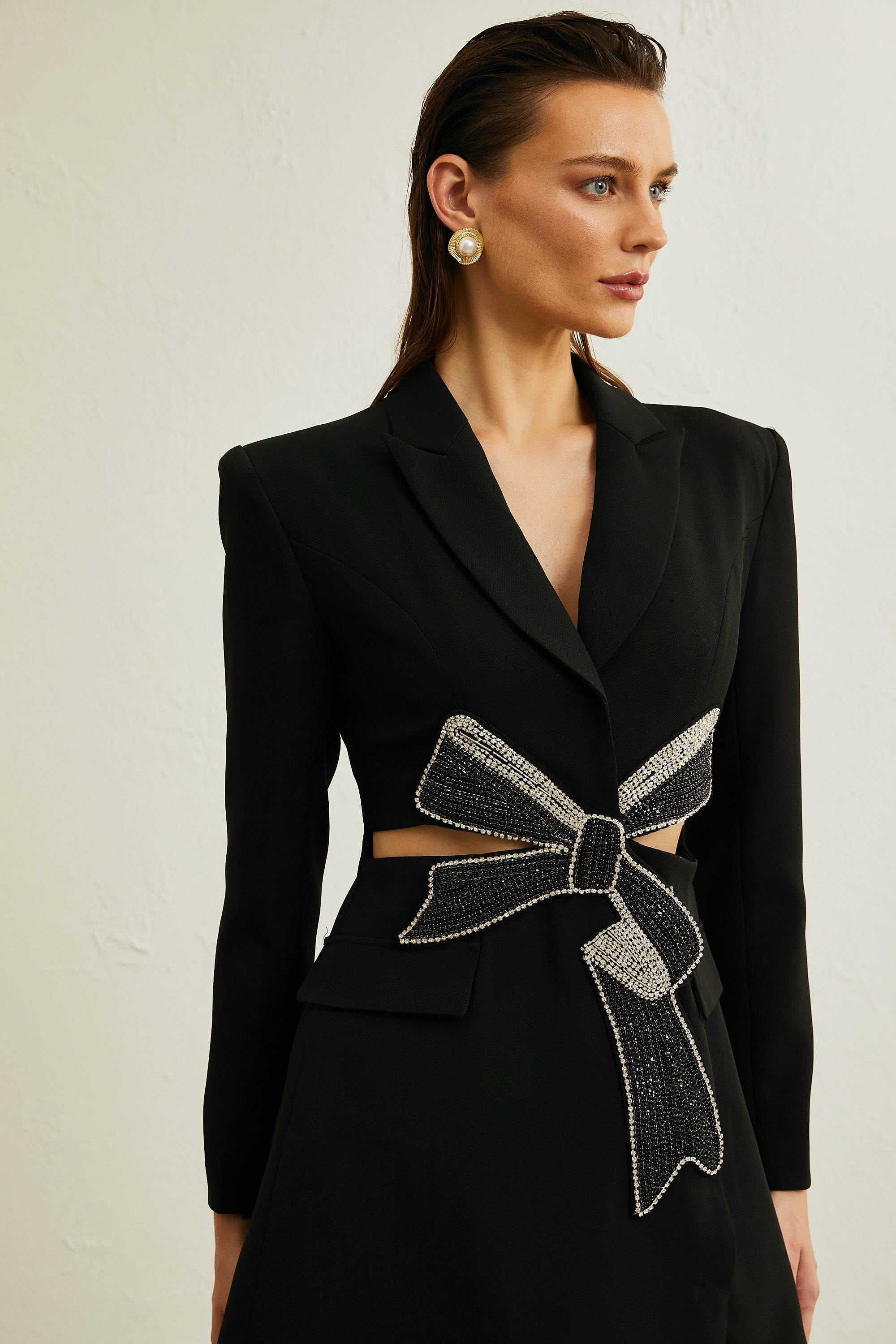 Justine Siyah İlmek Kesimli Blazer