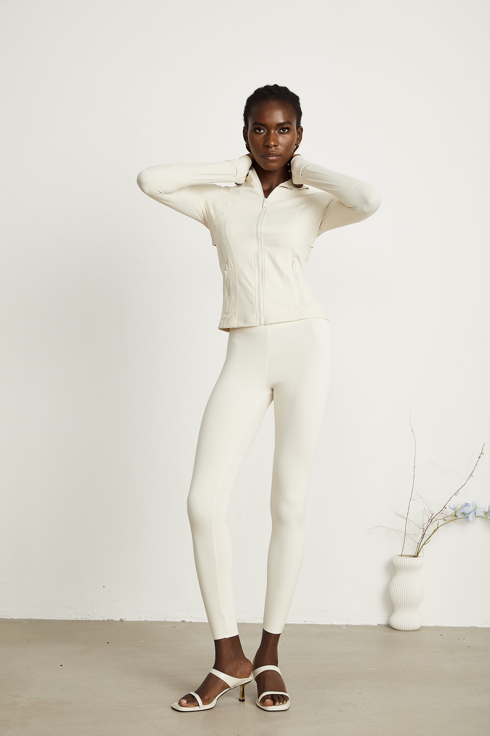 Noele Beyaz Streç Tasarımlı Tayt Pantolon