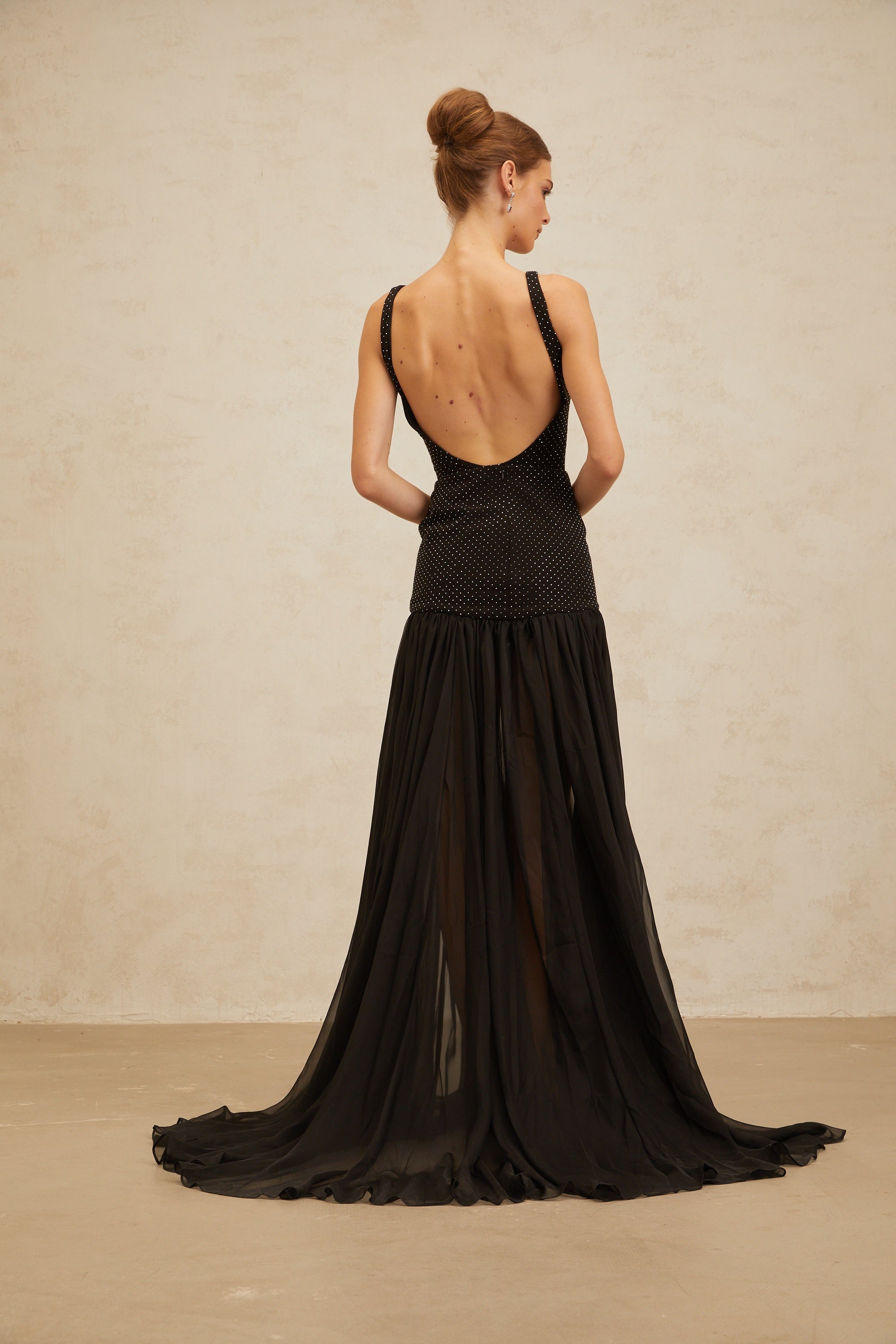 Estelle Siyah Yapay Elmas Süslemeli Bodysuit