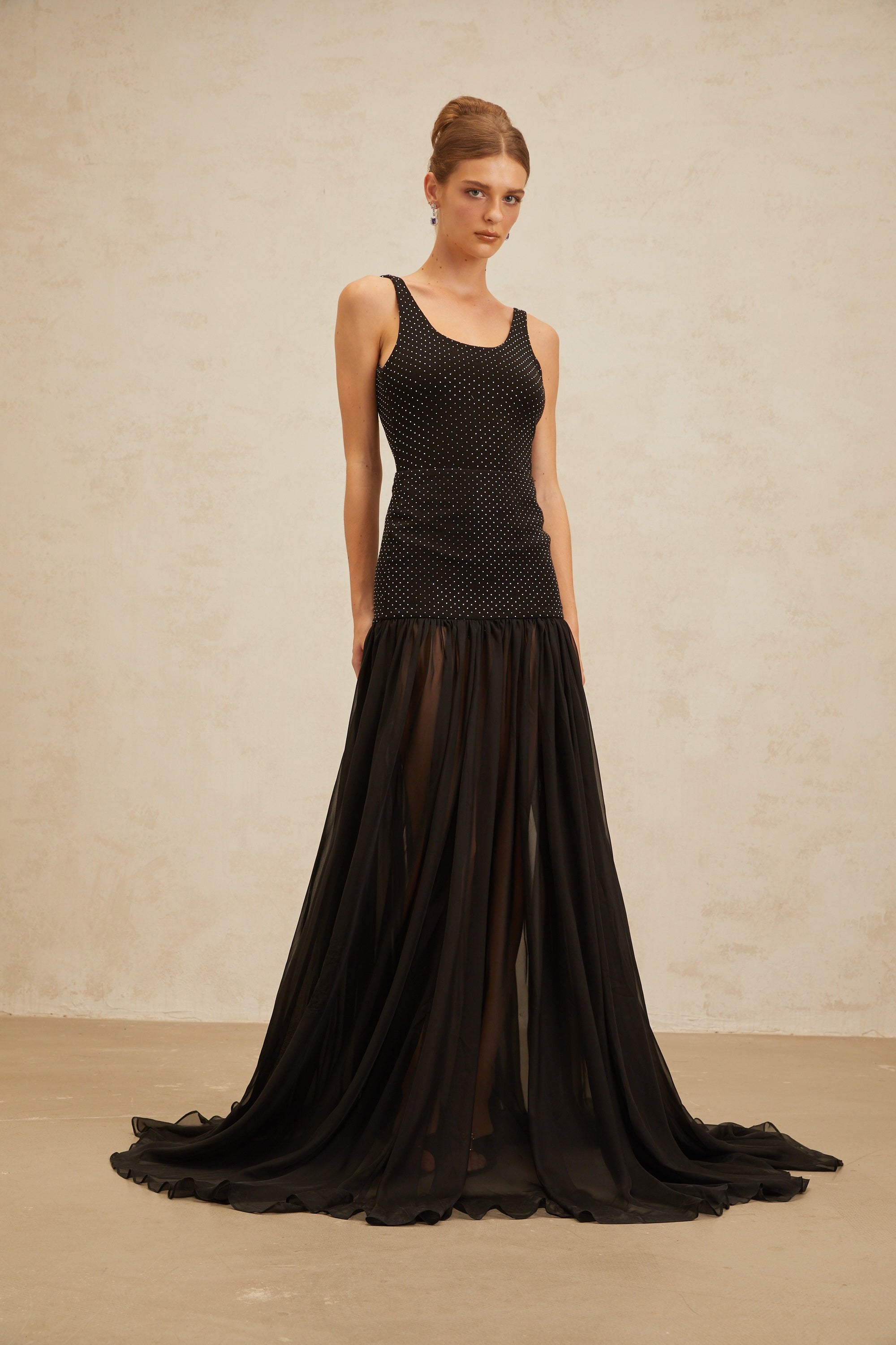 Estelle Siyah Yapay Elmas Süslemeli Bodysuit