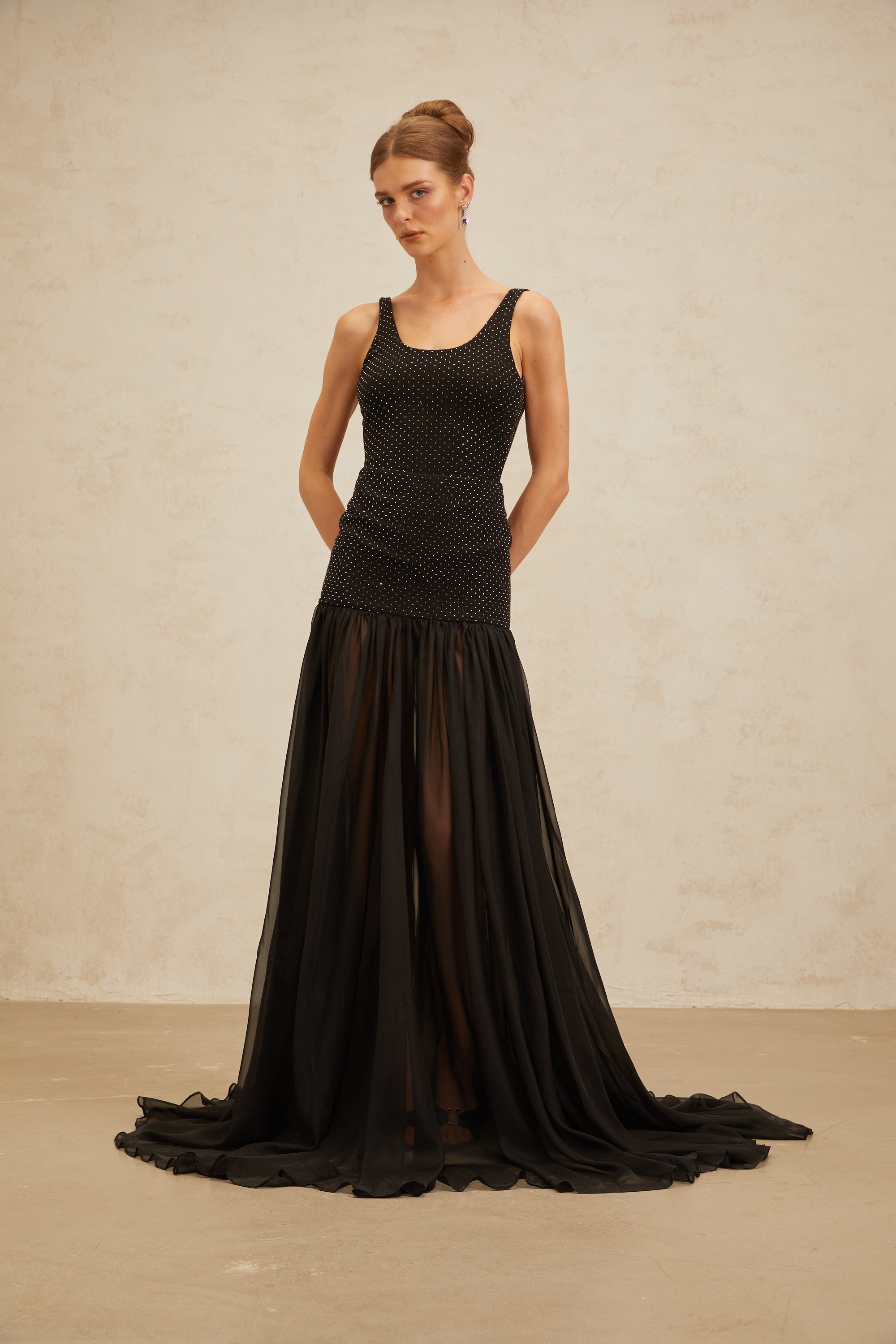 Estelle Siyah Yapay Elmas Süslemeli Bodysuit