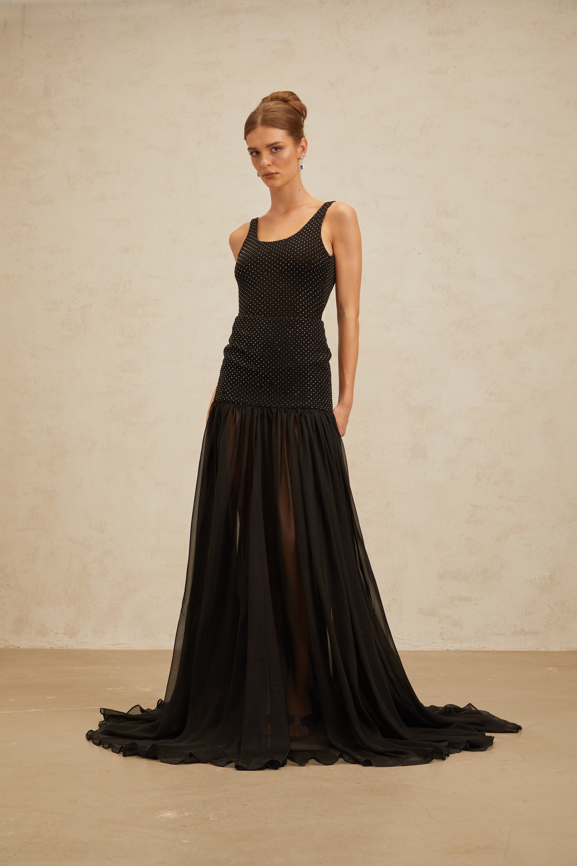 Estelle Siyah Yapay Elmas Süslemeli Bodysuit