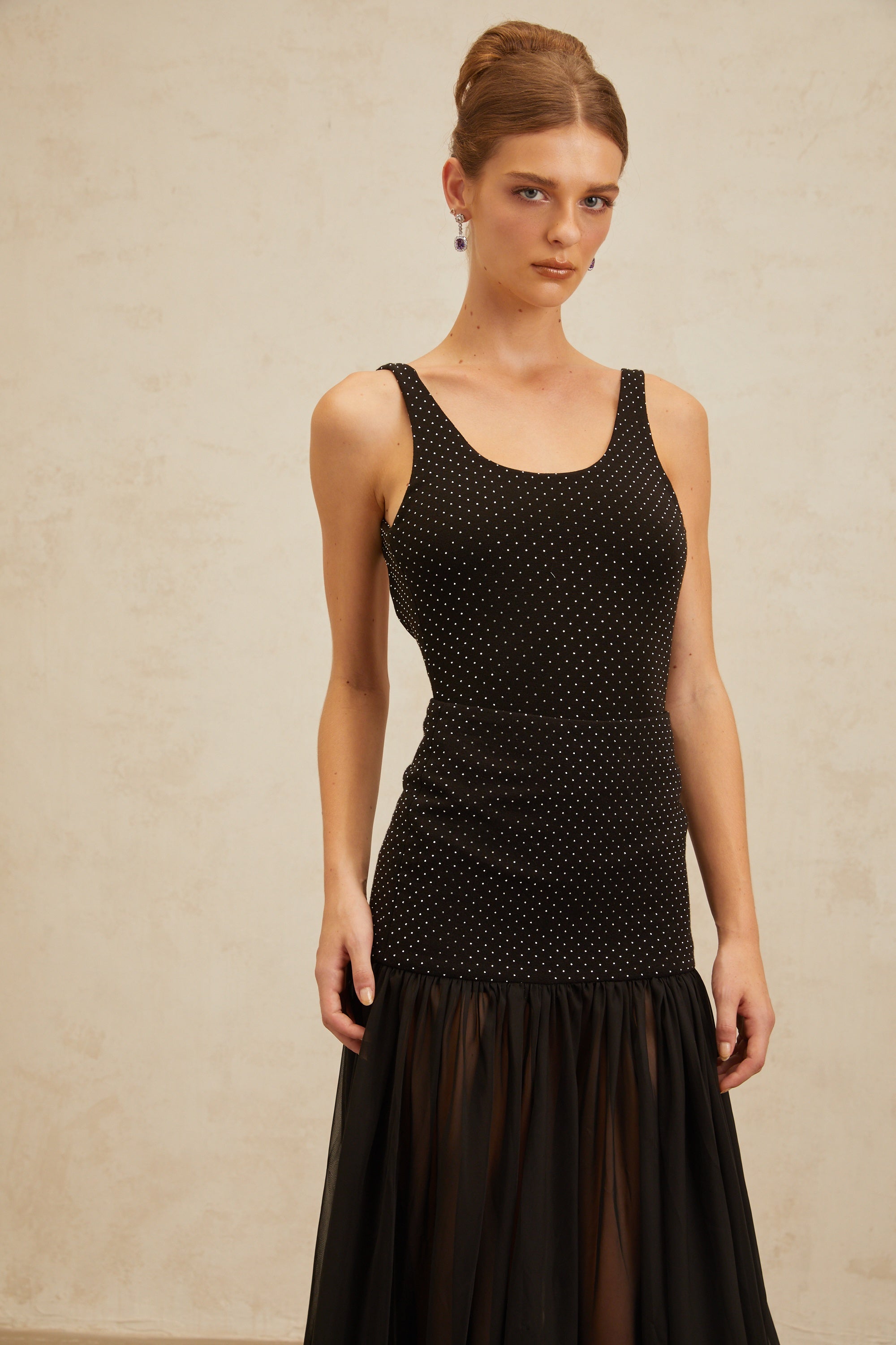 Estelle Siyah Yapay Elmas Süslemeli Bodysuit