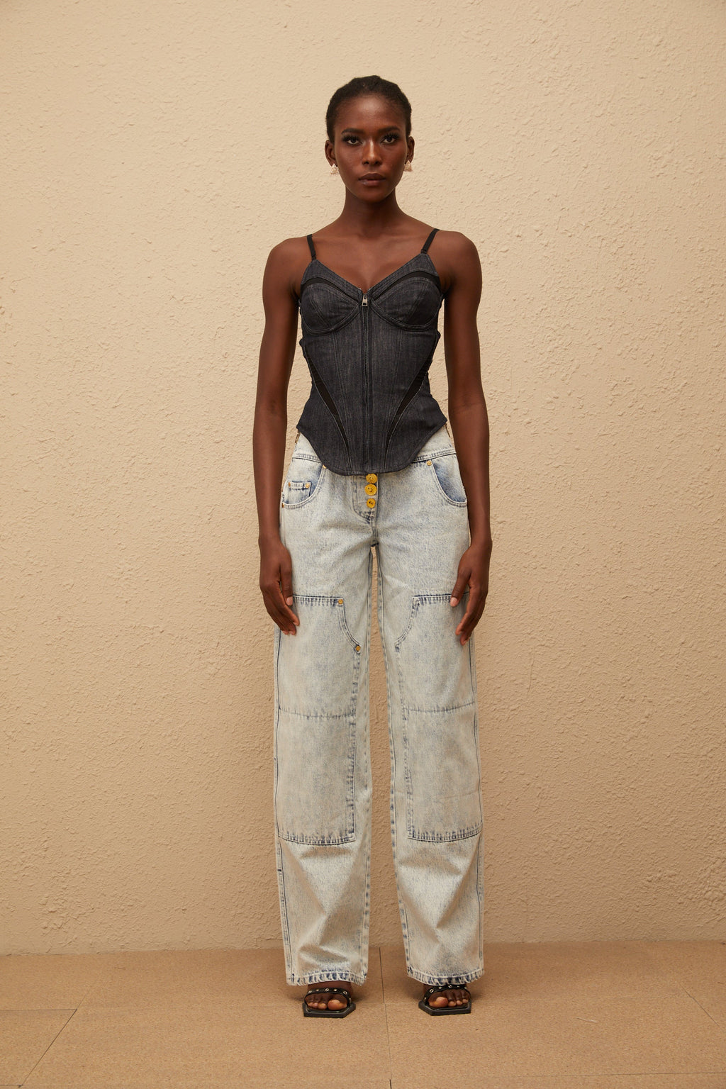 Veera Indigo Büstiyer Denim Üst