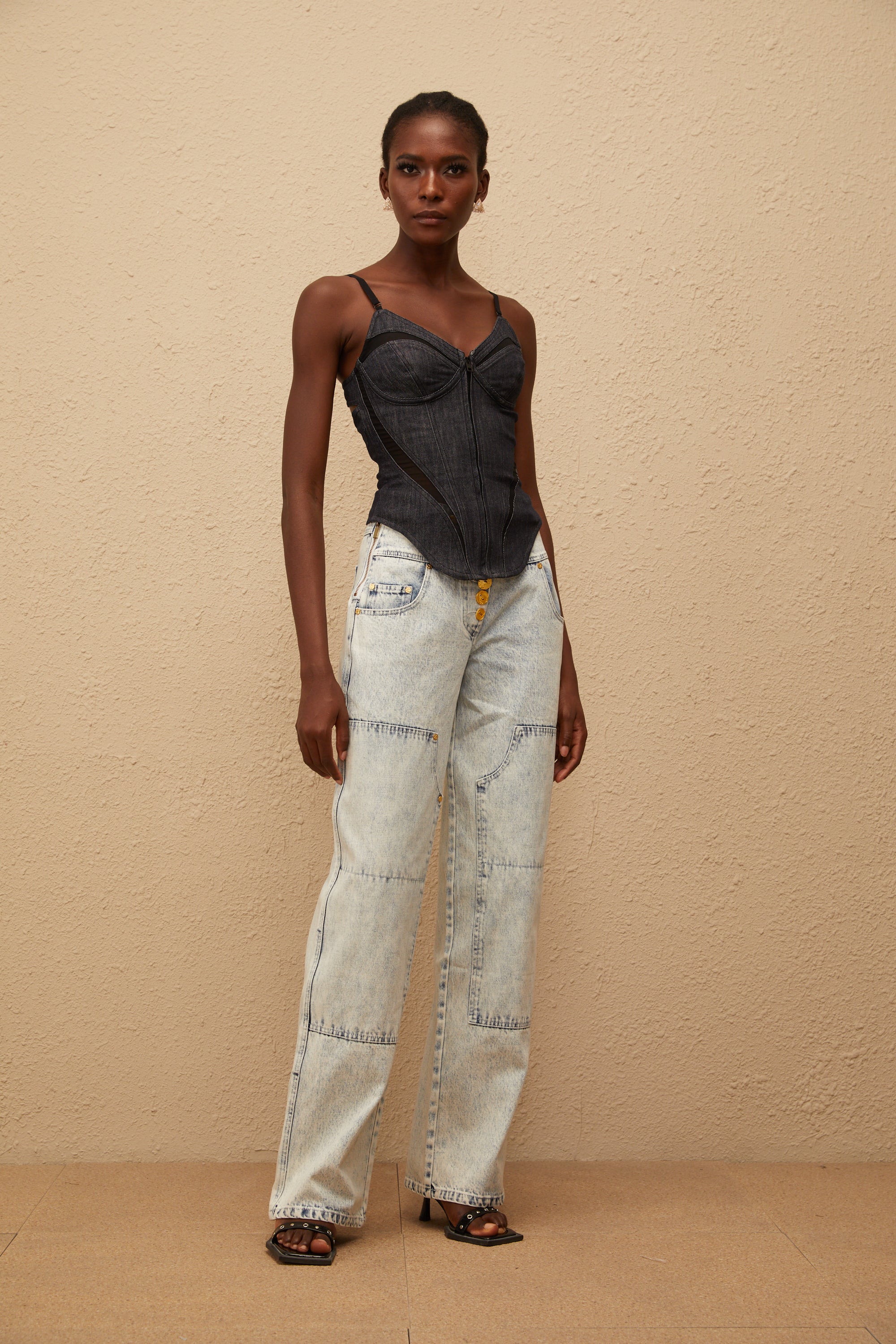 Veera Indigo Büstiyer Denim Üst