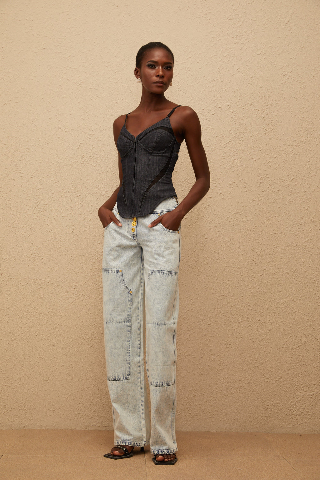 Veera Indigo Büstiyer Denim Üst