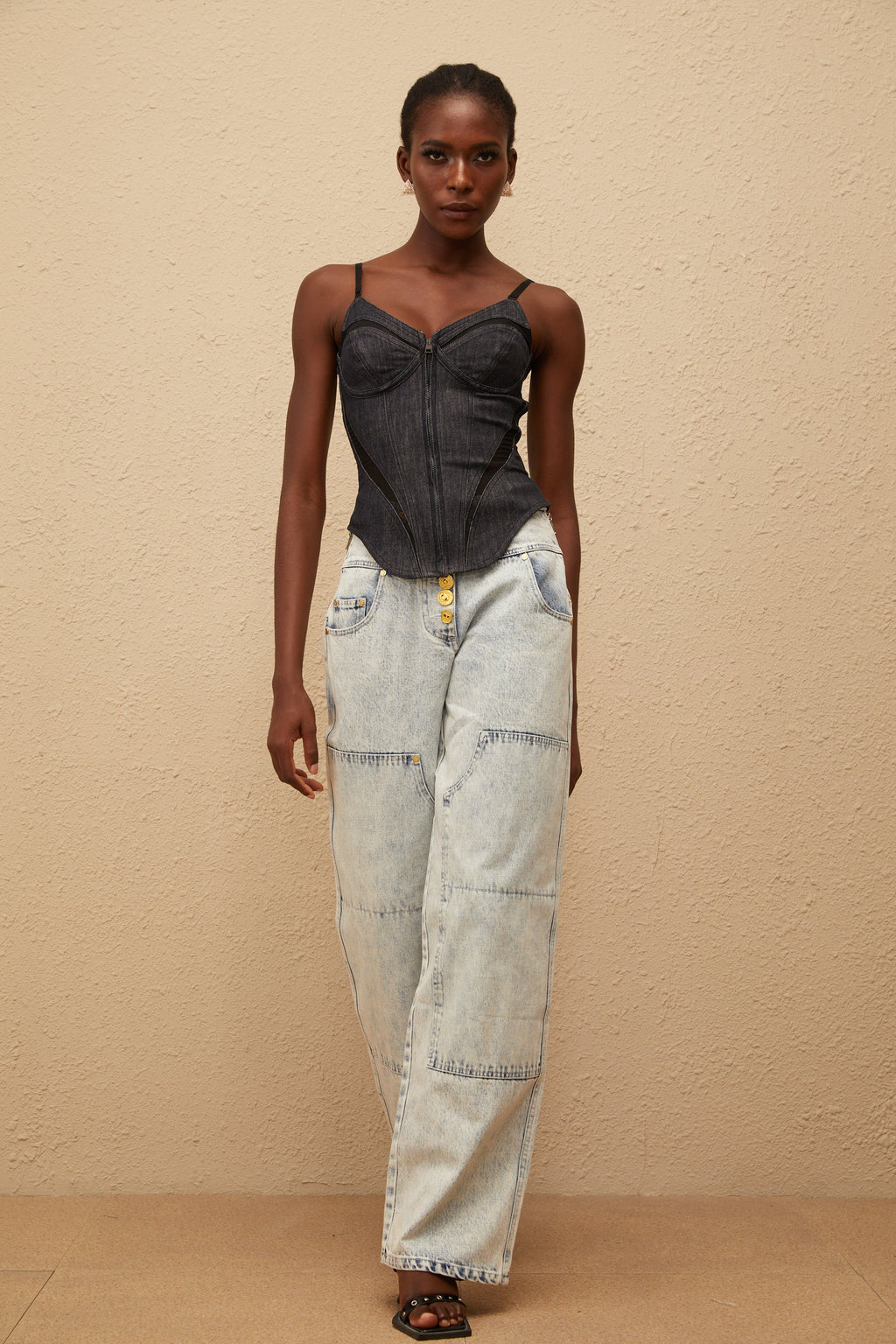 Veera Indigo Büstiyer Denim Üst