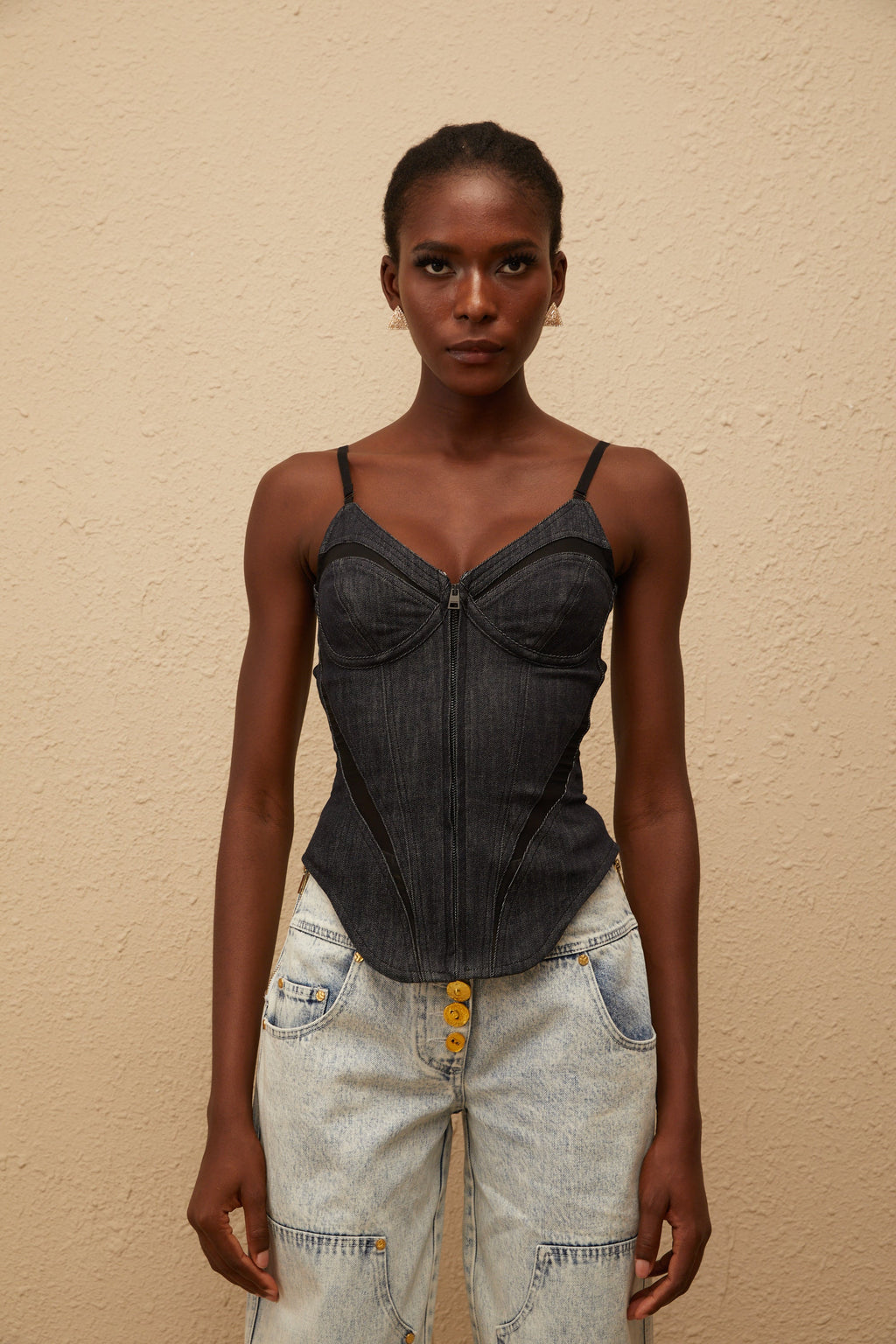 Veera Indigo Büstiyer Denim Üst