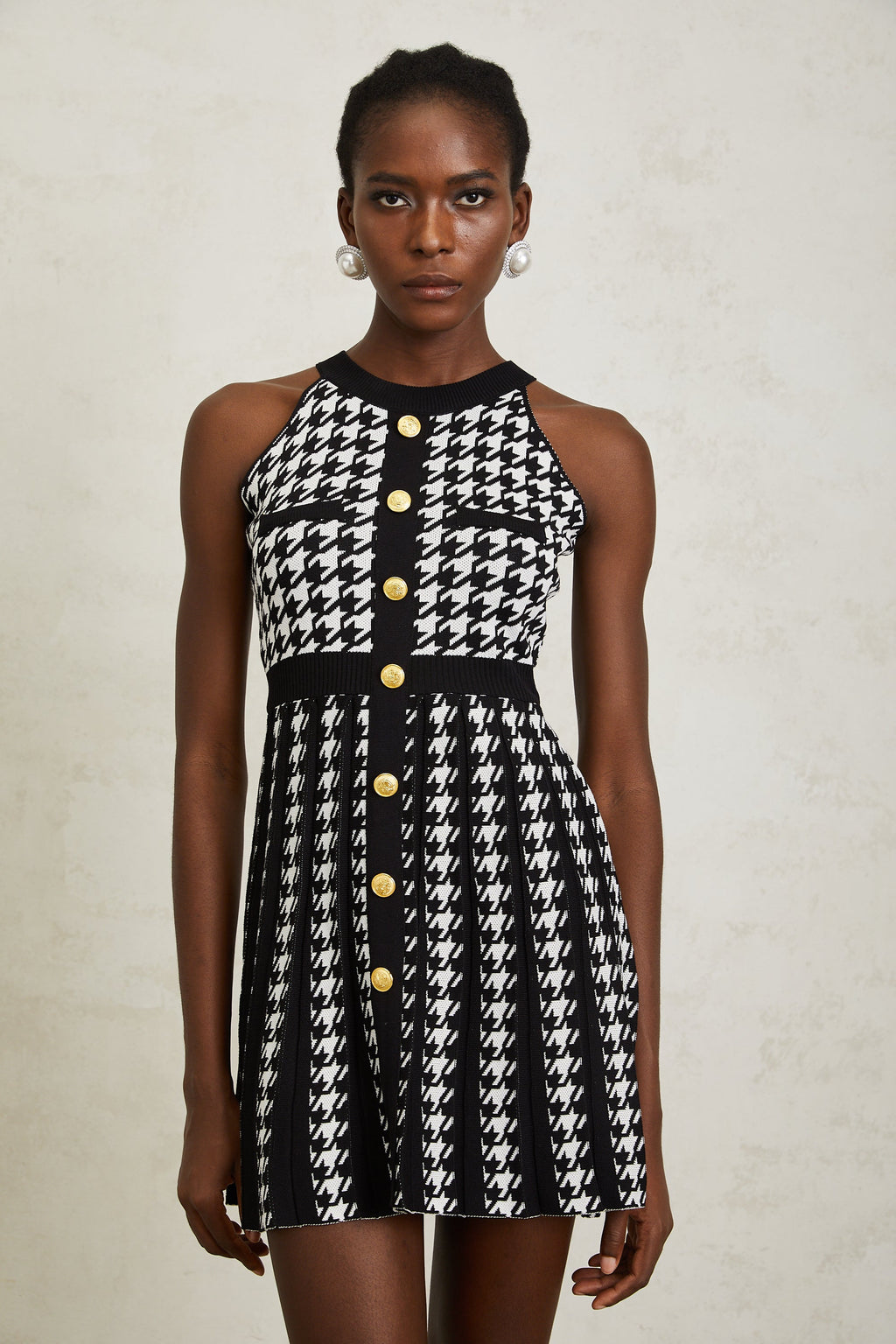 Jacqueline Siyah Balıksırtı Kroşe Örgü Mini Elbise