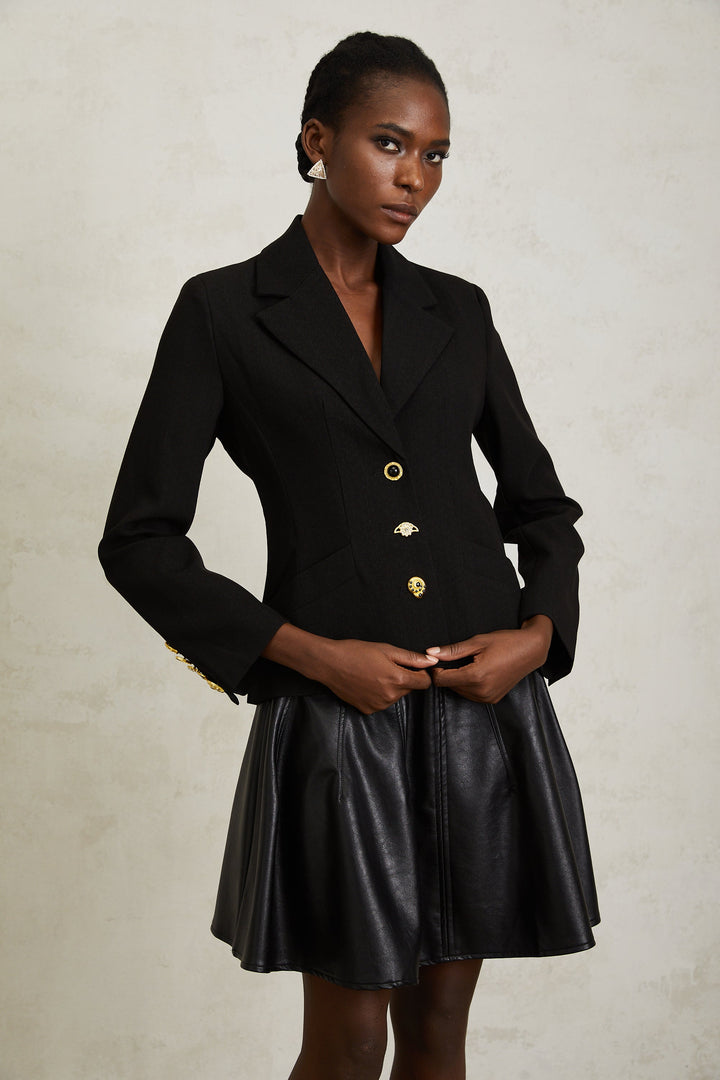 Sabine Siyah Bağcıklı Blazer