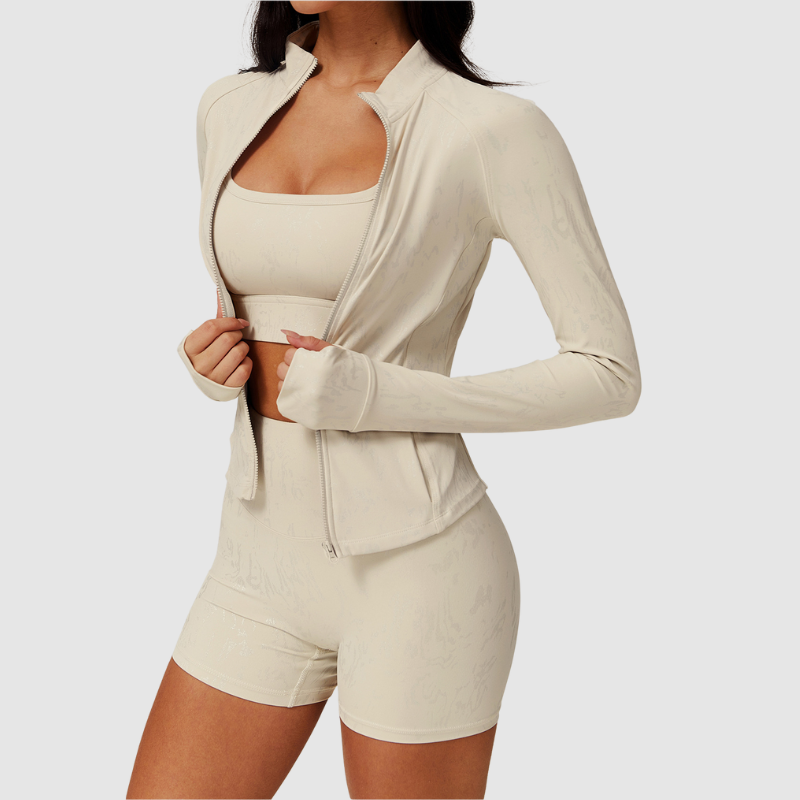 Yüksek Yakalı Dokulu Fermuarlı Spor Hırka