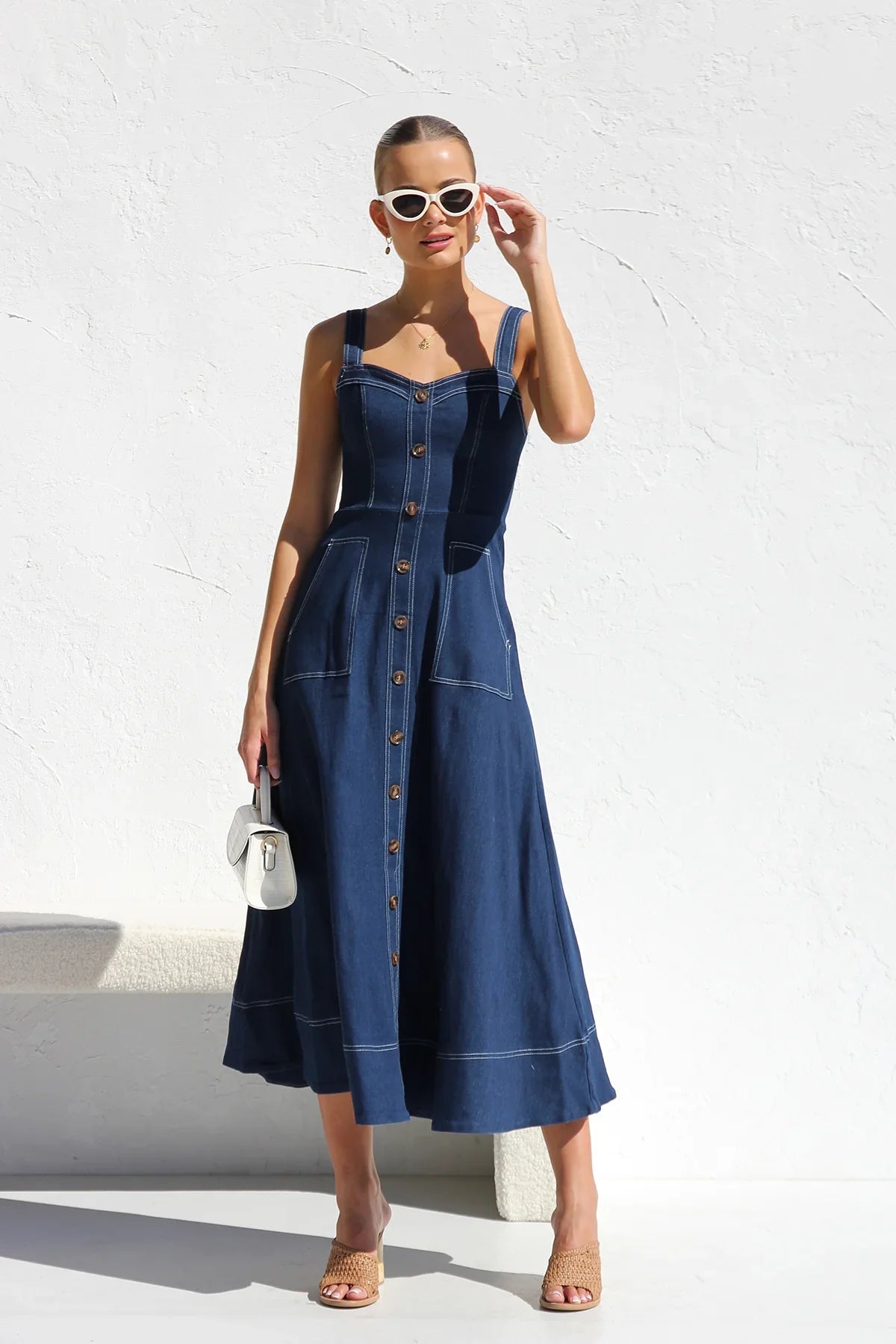 Heavenly Denim Maxi Elbise