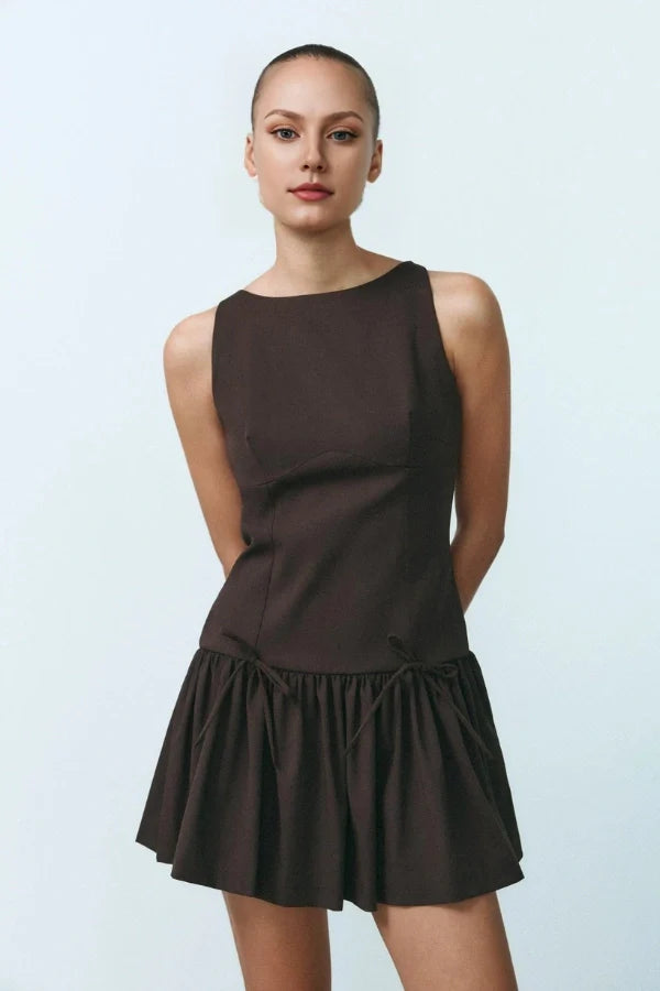 Florence Fiyonklu Fırfırlı Mini Elbise