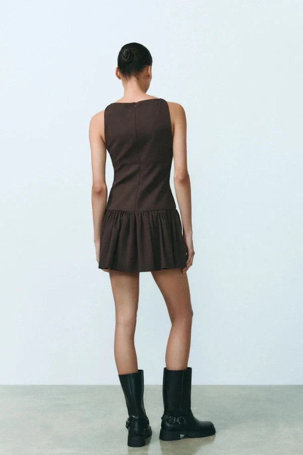 Florence Fiyonklu Fırfırlı Mini Elbise