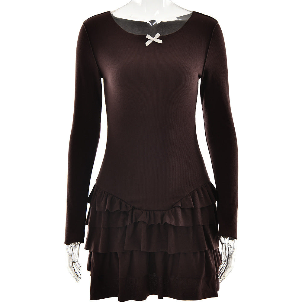 Katlı Fırfırlı Slim Fit Elbise