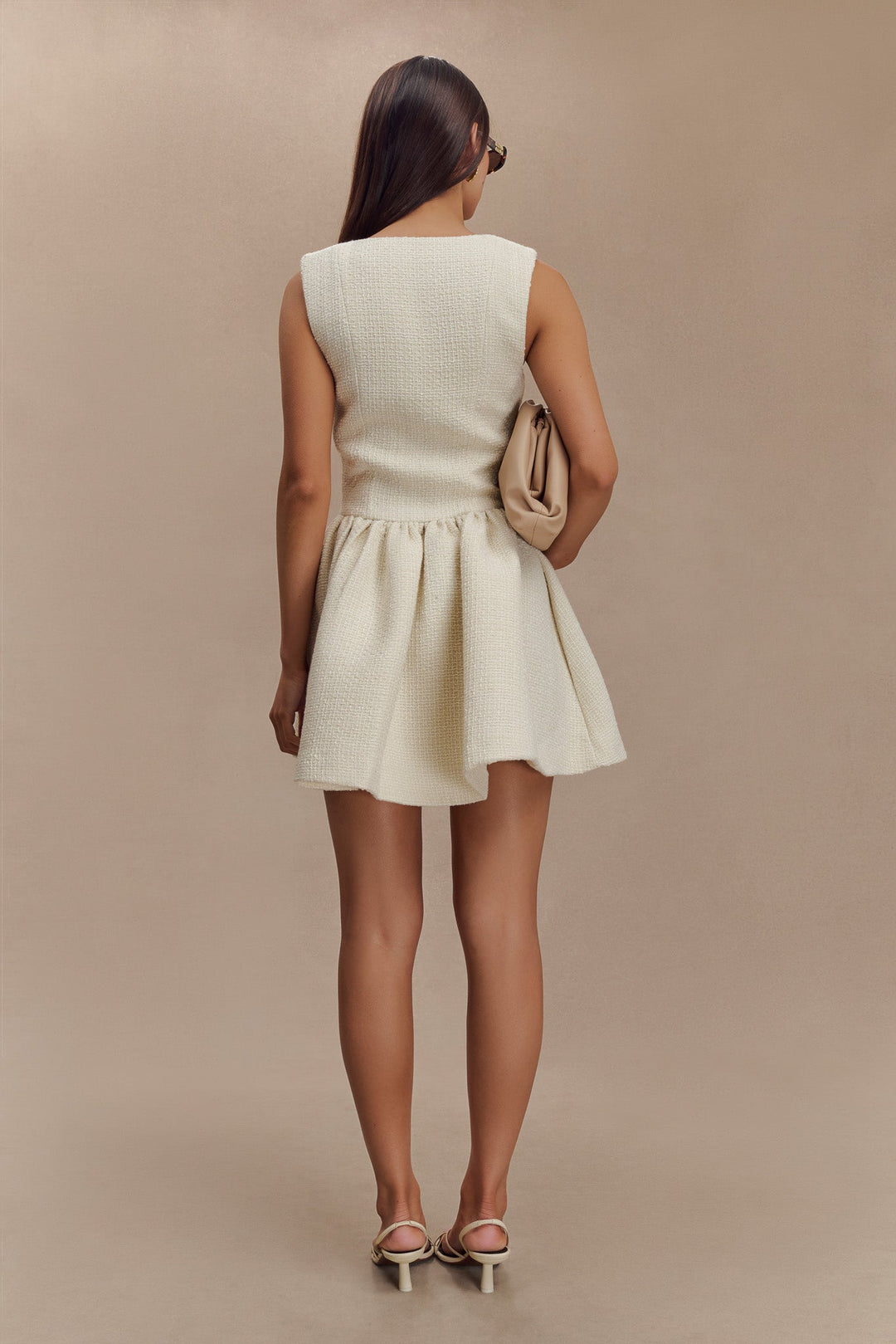 Jennifer Boucle Mini Elbise - Fildişi