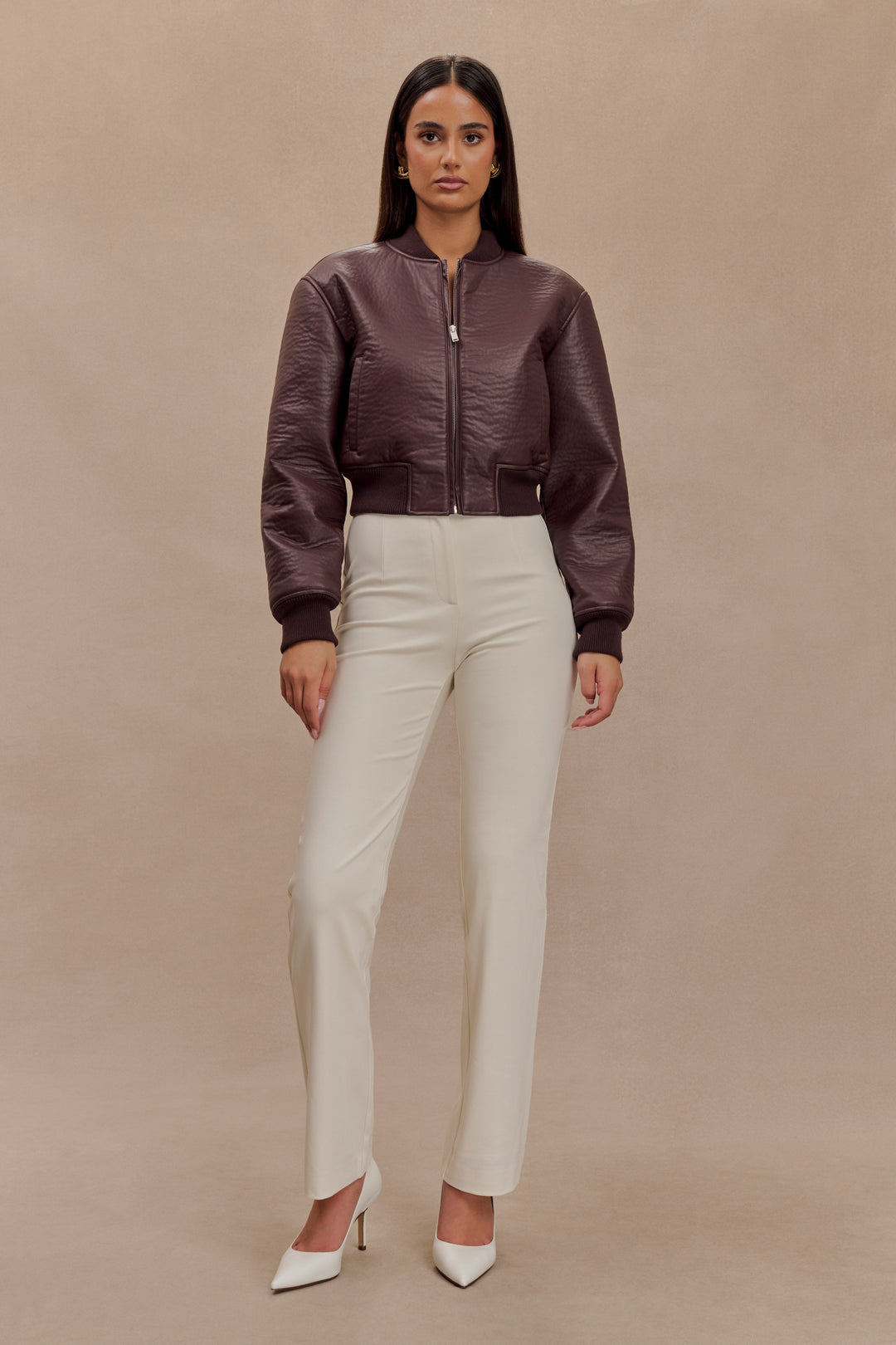 Levaru  Codi Suni Deri Bomber Ceket - Merlot