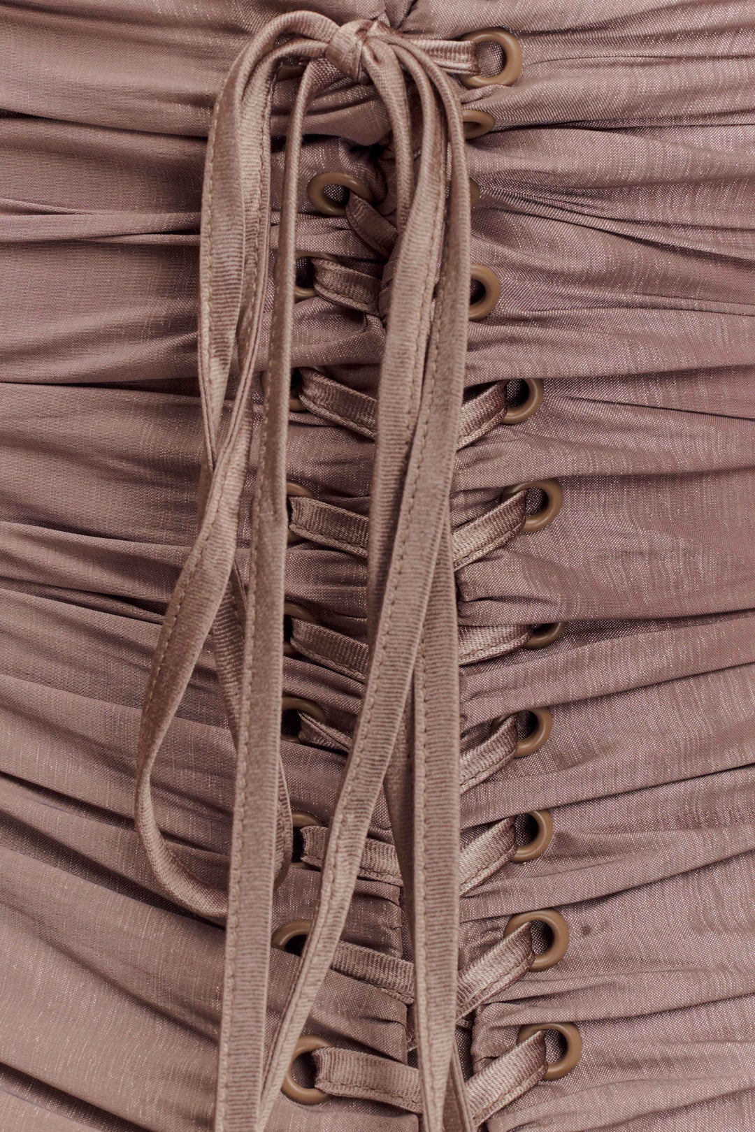 Serena Straplez Tafta Maxi Elbise - Bronz Taupe