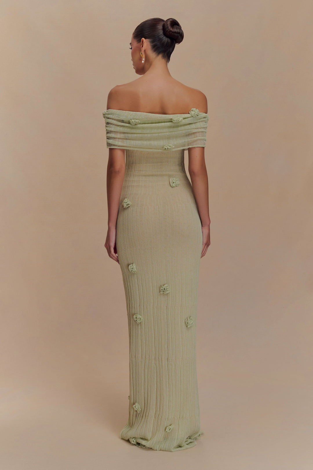 Brynn Orkide Örgü Maxi Elbise - Pastel Yeşil