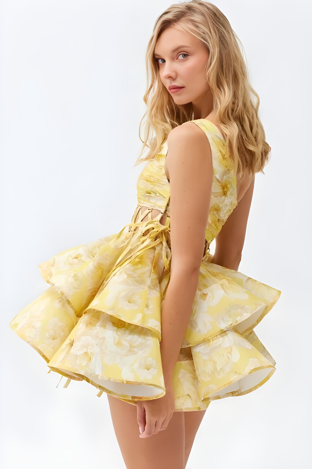 Liora Çiçekli Tek Omuzlu Mini Elbise