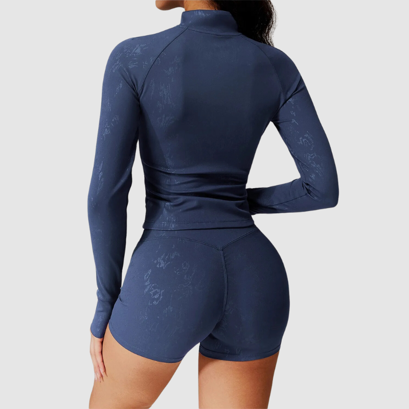 Yüksek Yakalı Dokulu Fermuarlı Spor Hırka