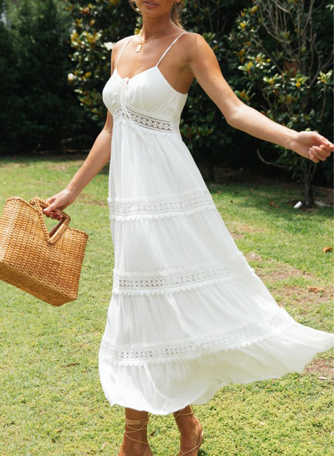 Dantel Detaylı Askılı Elbise - Riosso