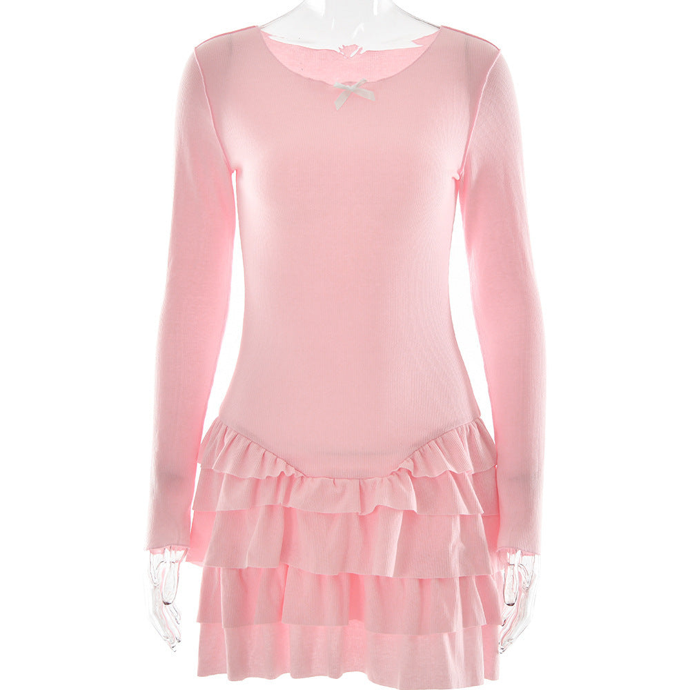 Katlı Fırfırlı Slim Fit Elbise