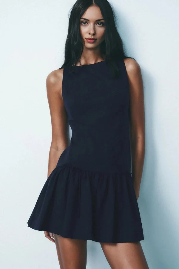 Florence Fiyonklu Fırfırlı Mini Elbise