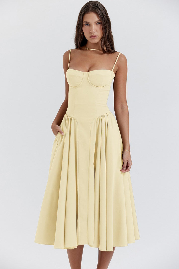 Korse Fit Midi Elbise - Riosso