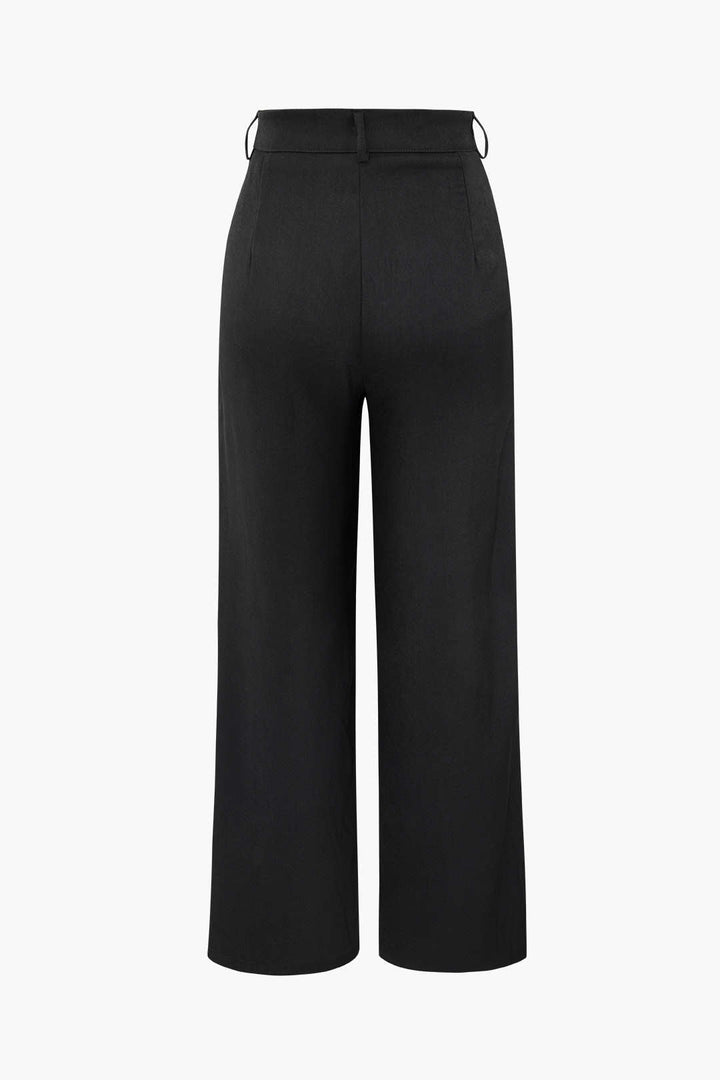 Drape Wrap Düz Paça Takım Pantolon