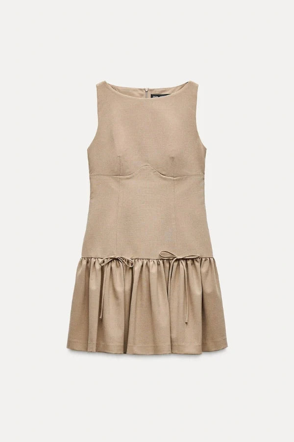 Florence Fiyonklu Fırfırlı Mini Elbise