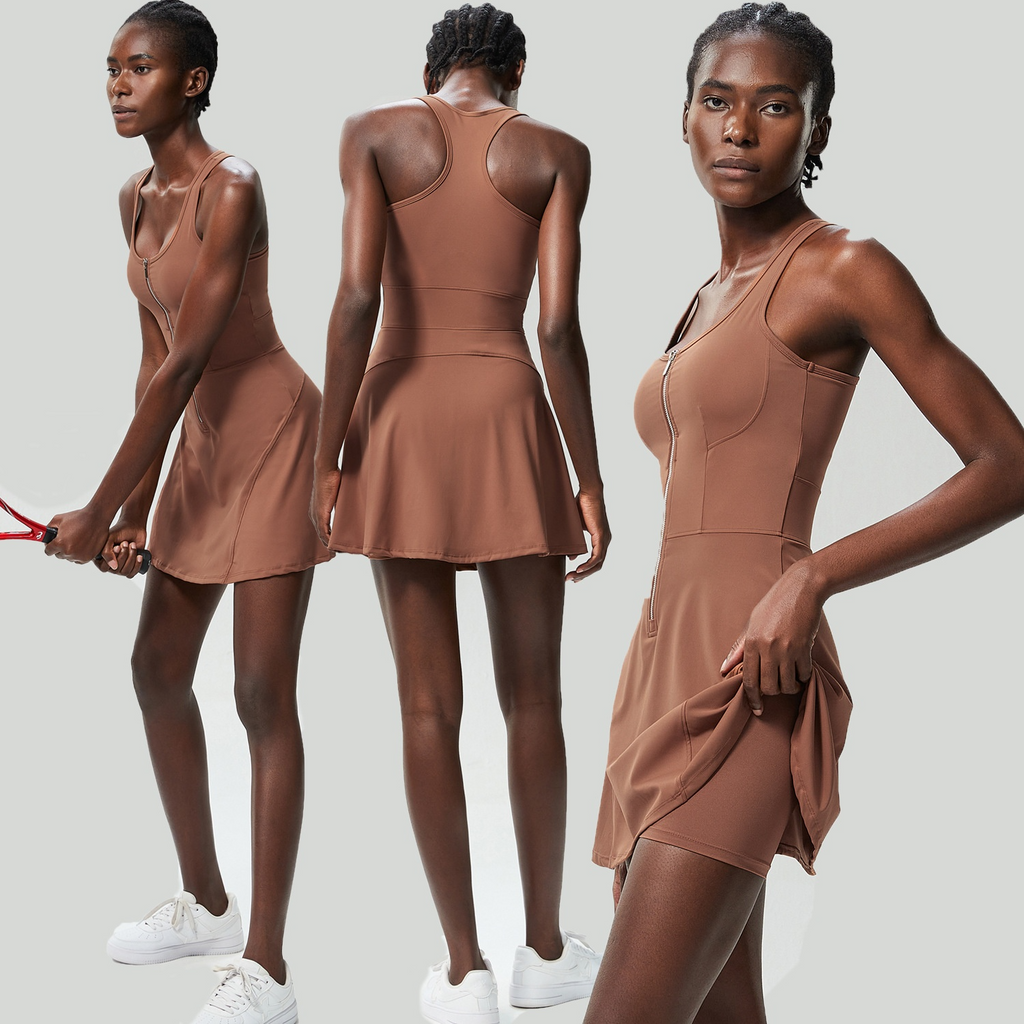 Ön Fermuarlı Atletik Tank Elbise